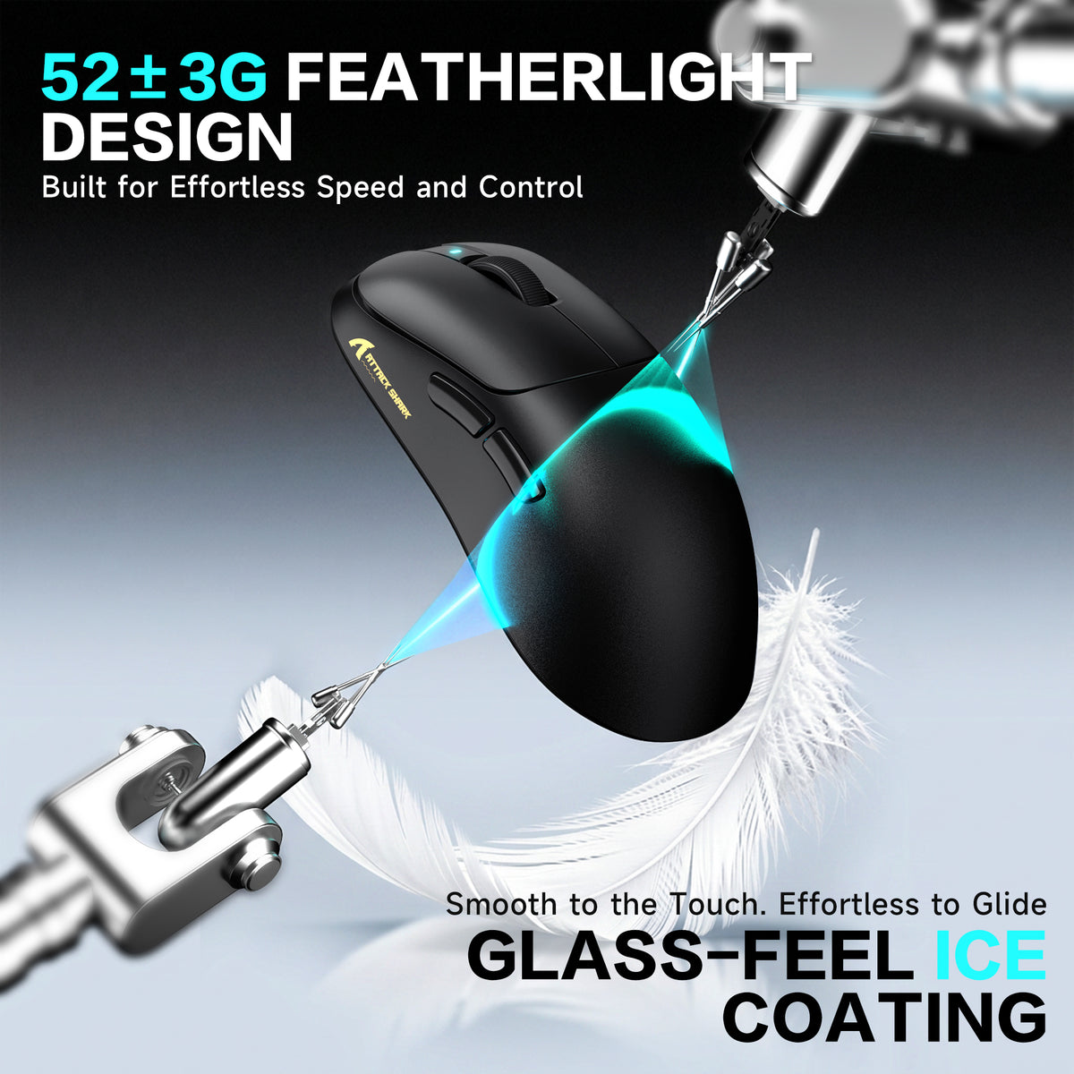 ATTACK SHARK V2 AIR PAW3955MAX Mouse Gamer Sem Fio Ergonômico