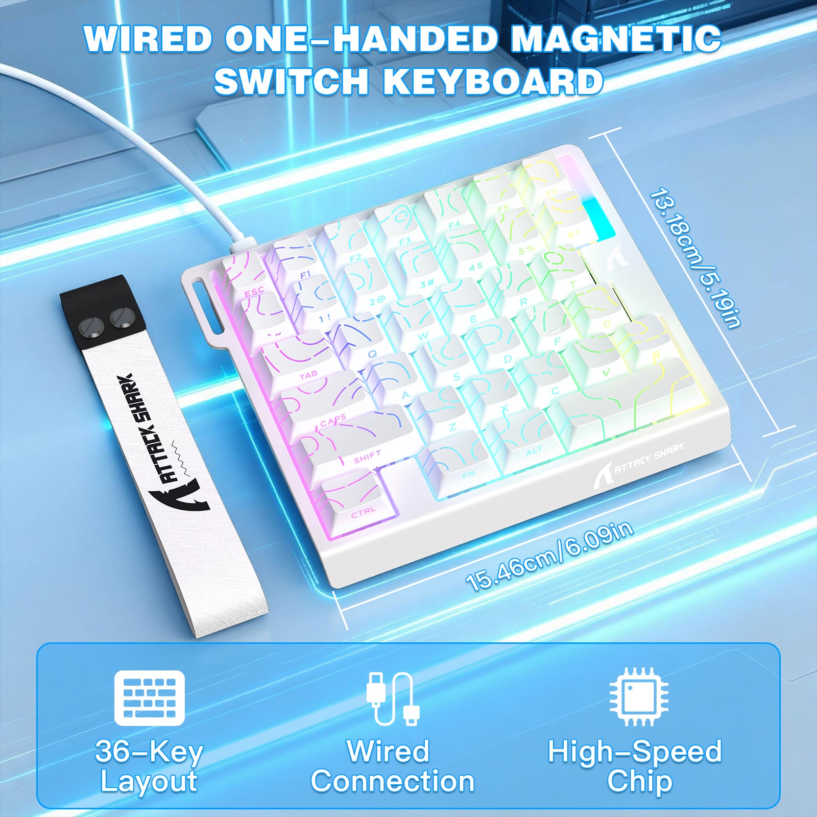 Teclado com Interruptor Magnético de Uma Mão ATTACK SHARK M36 HE