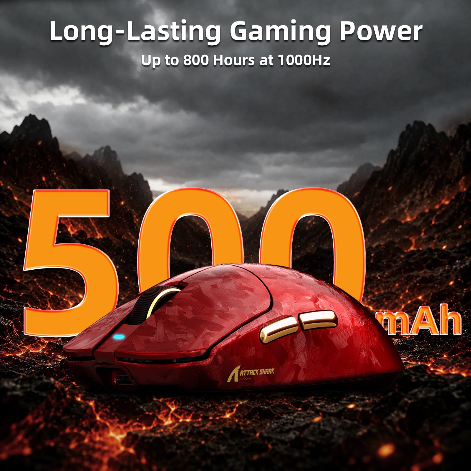 Mouse Gamer Sem Fio ATTACK SHARK RS3 ULTRA Fibra de Carbono PAW3955MAX com Cabo LED Ultra C06