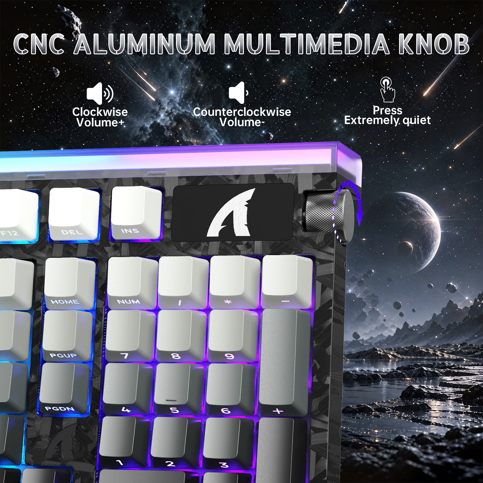 Teclado com fio ATTACK SHARK R98 HE Carbon Fiber, gatilho rápido, interruptor magnético, com cabo enrolado C01 Ultra RGB