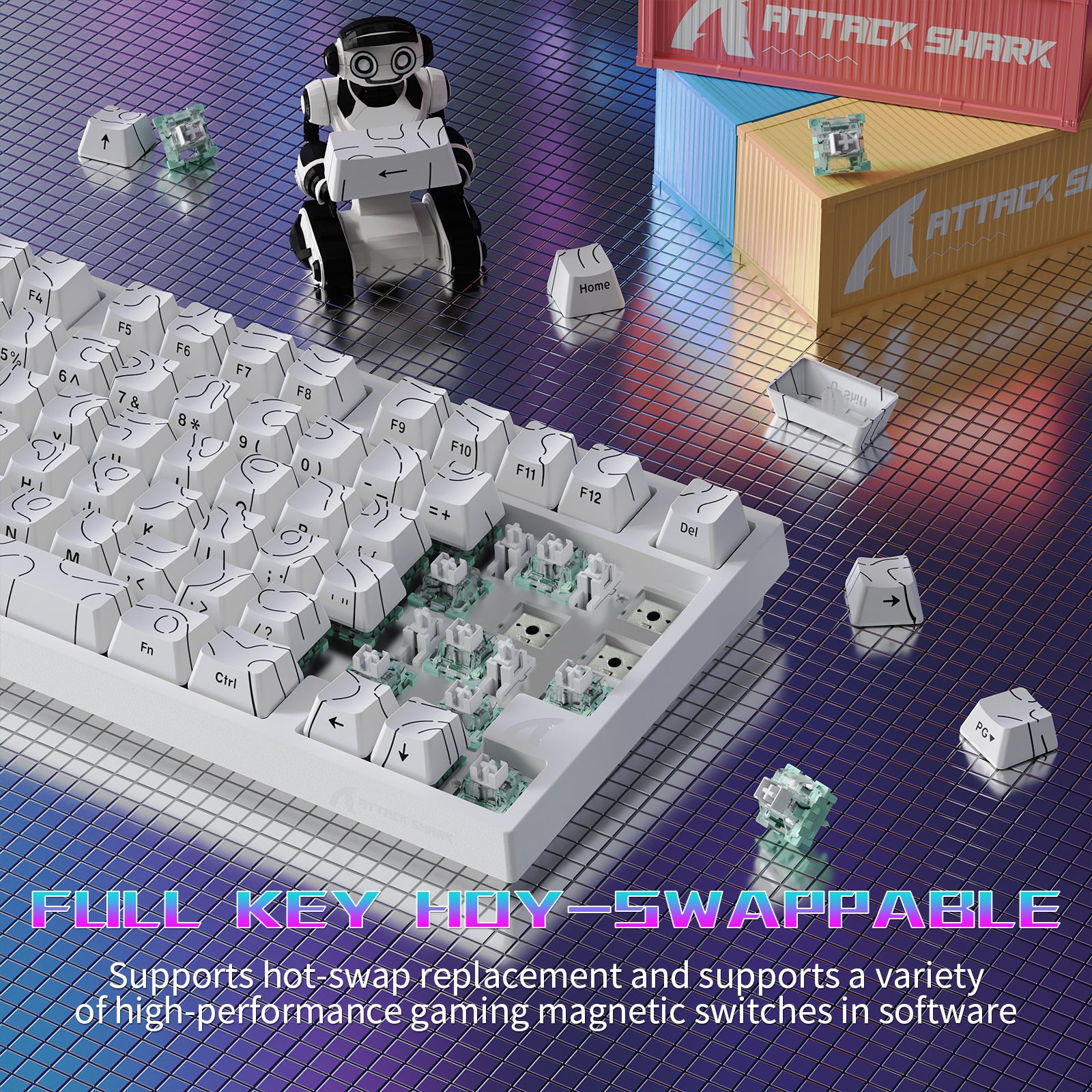 Teclado Gamer com Fio ATTACK SHARK R82 HE 75% com Cabo LED C01ULTRA