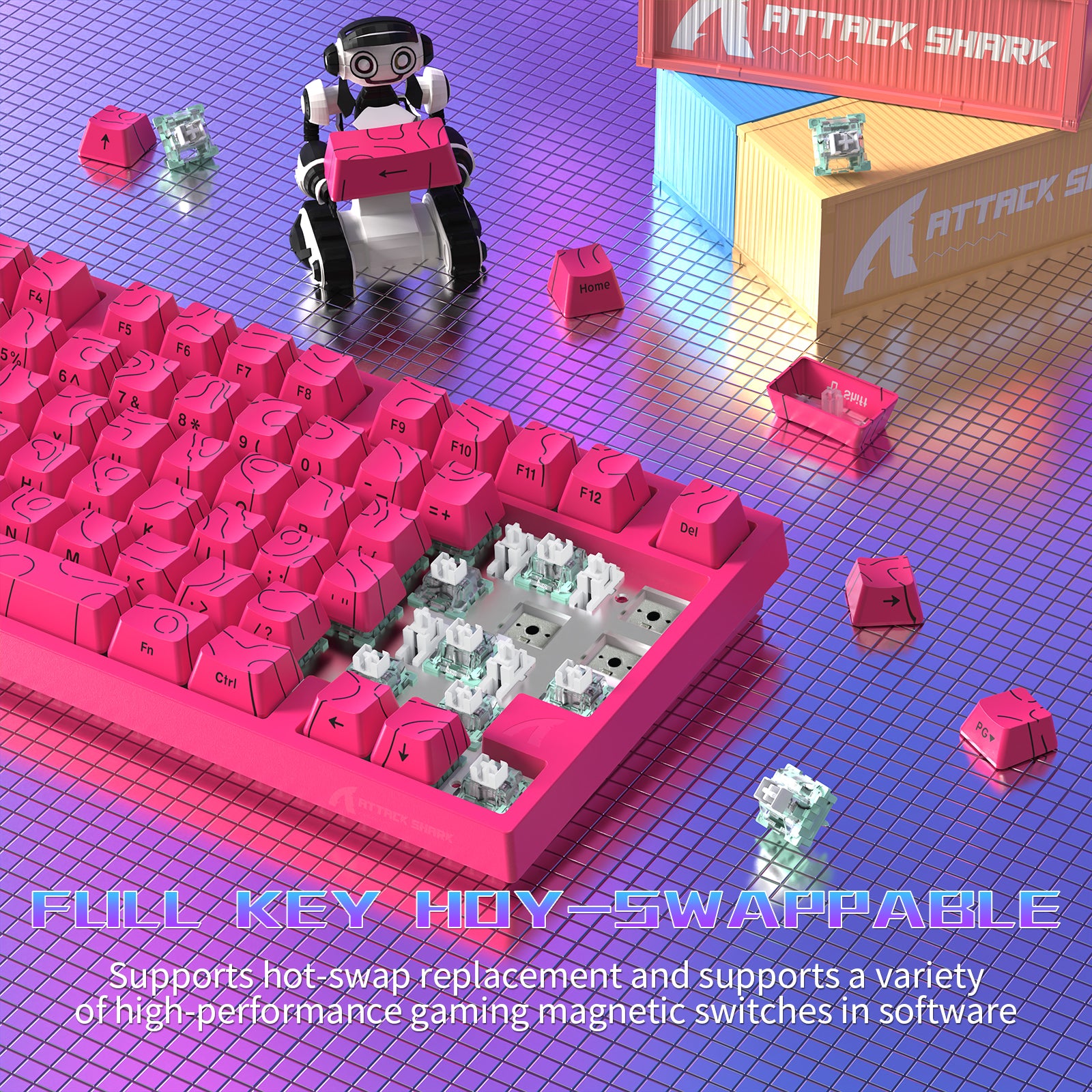 Teclado Gamer com Fio ATTACK SHARK R82 HE 75% com Cabo LED C01ULTRA
