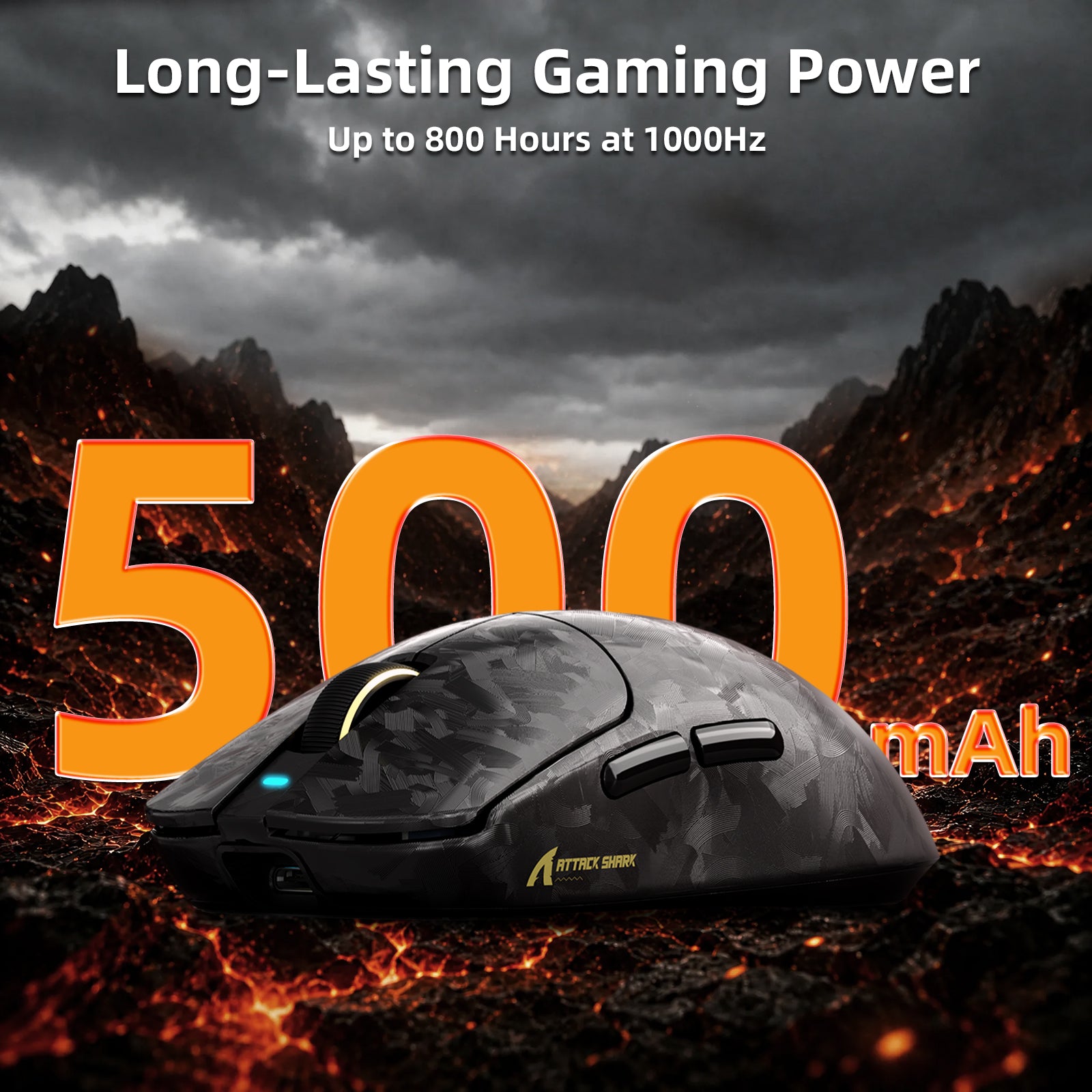 Mouse Gamer Sem Fio ATTACK SHARK RS3 ULTRA Fibra de Carbono PAW3955MAX com Cabo LED Ultra C06