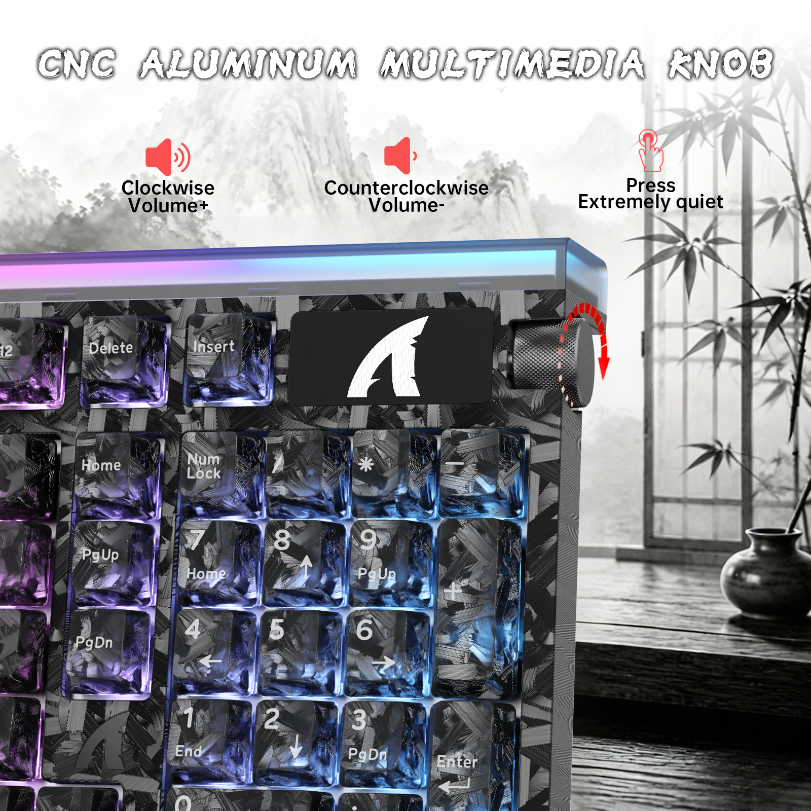 Teclado com fio ATTACK SHARK R98 HE Carbon Fiber, gatilho rápido, interruptor magnético, com cabo enrolado C01 Ultra RGB