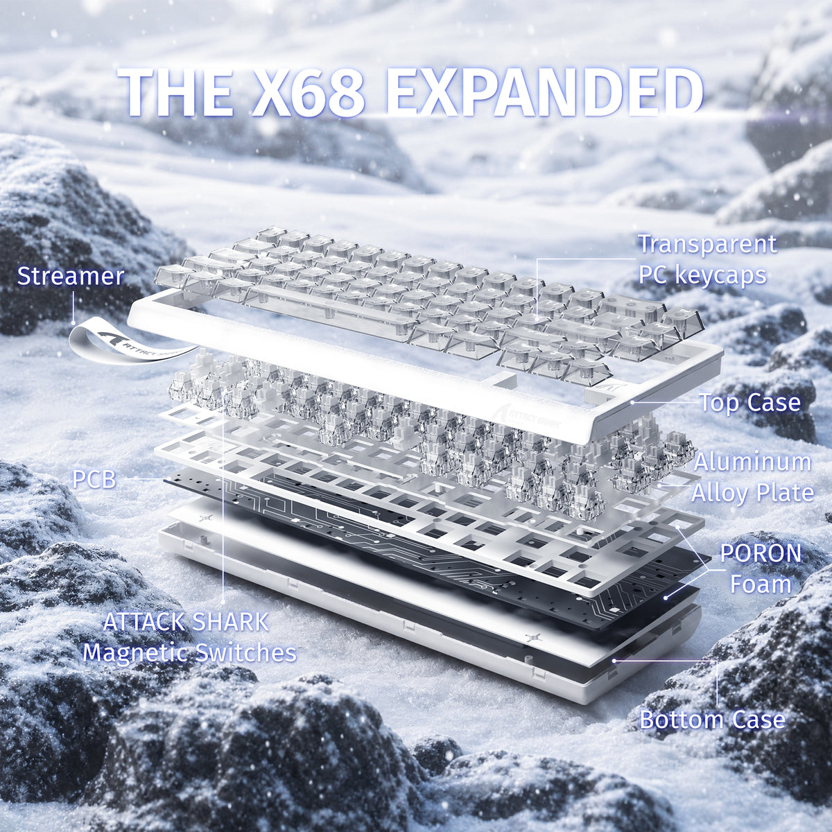 ATTACK SHARK X68 HE Teclado Rapid Trigger com Switch Magnético
