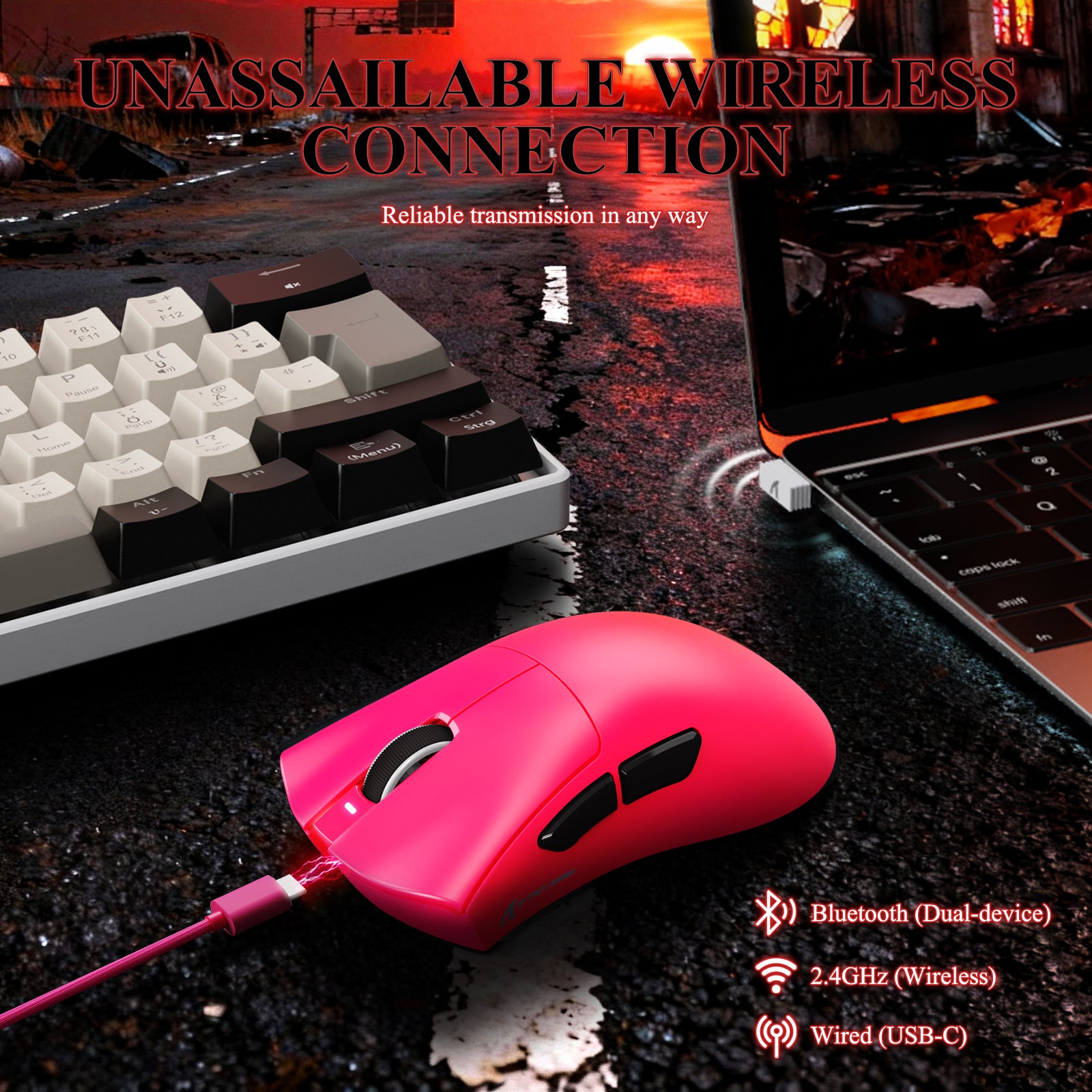 Mouse Gamer Tri-modo Ultra-Leve ATTACK SHARK V3PRO com Dock de Carregamento