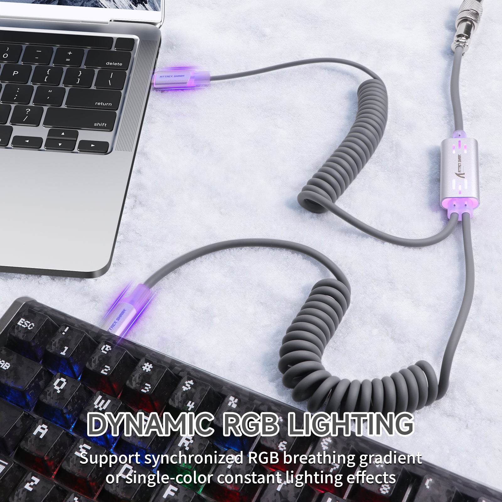 ATTACK SHARK C08 Cabo de Aviação Personalizado 2 em 1 para Teclados Magnéticos de 8kHz