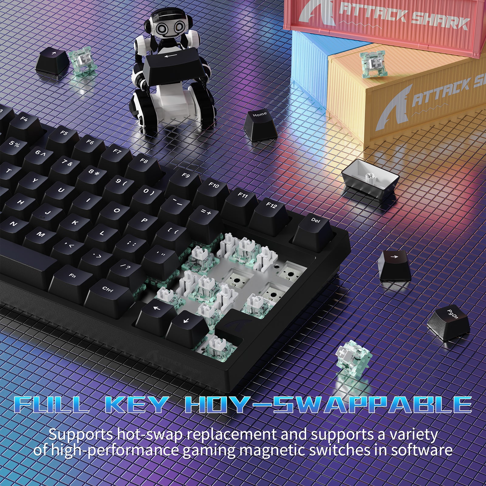 Teclado Gamer com Fio ATTACK SHARK R82 HE 75% com Cabo LED C01ULTRA