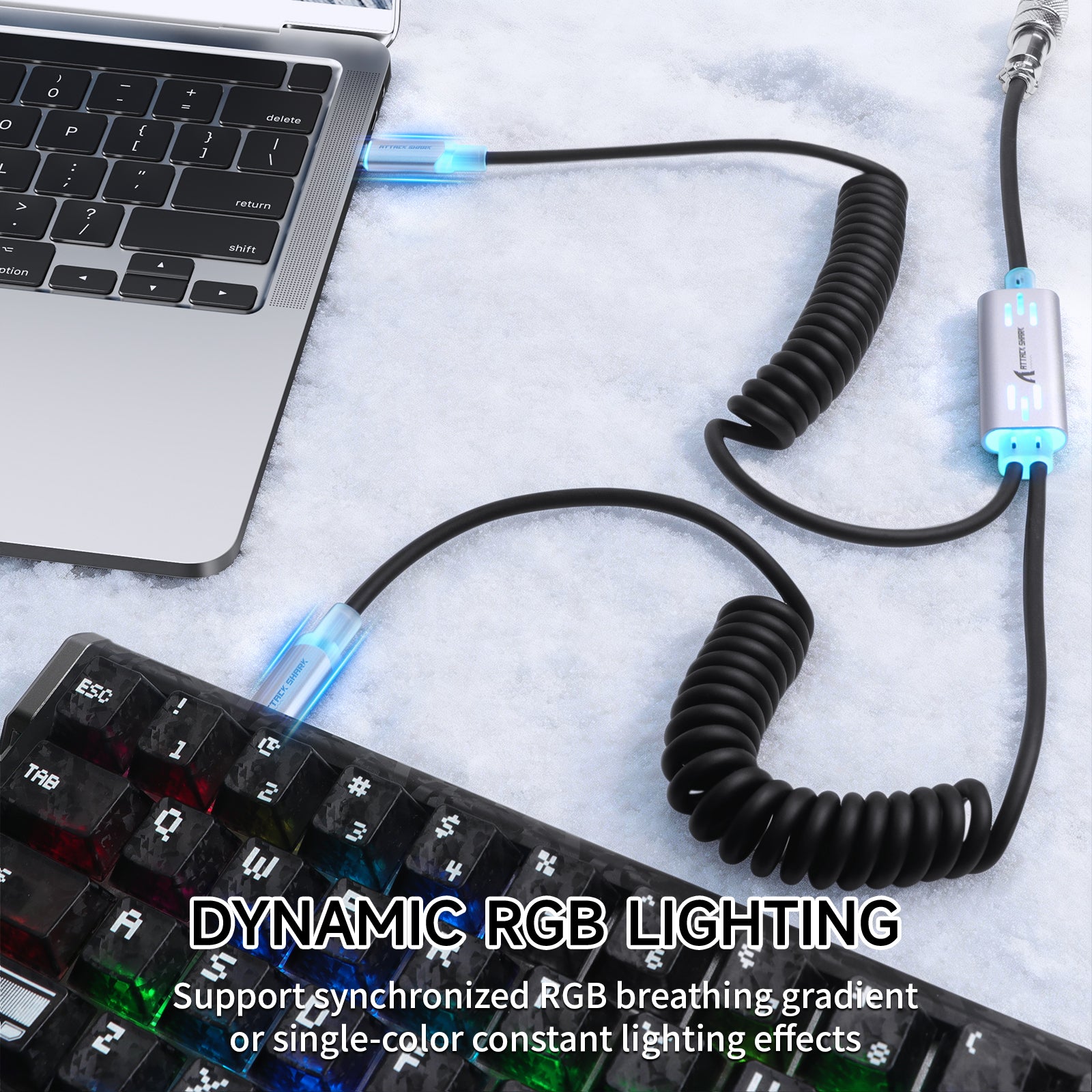 ATTACK SHARK C08 Cabo de Aviação Personalizado 2 em 1 para Teclados Magnéticos de 8kHz