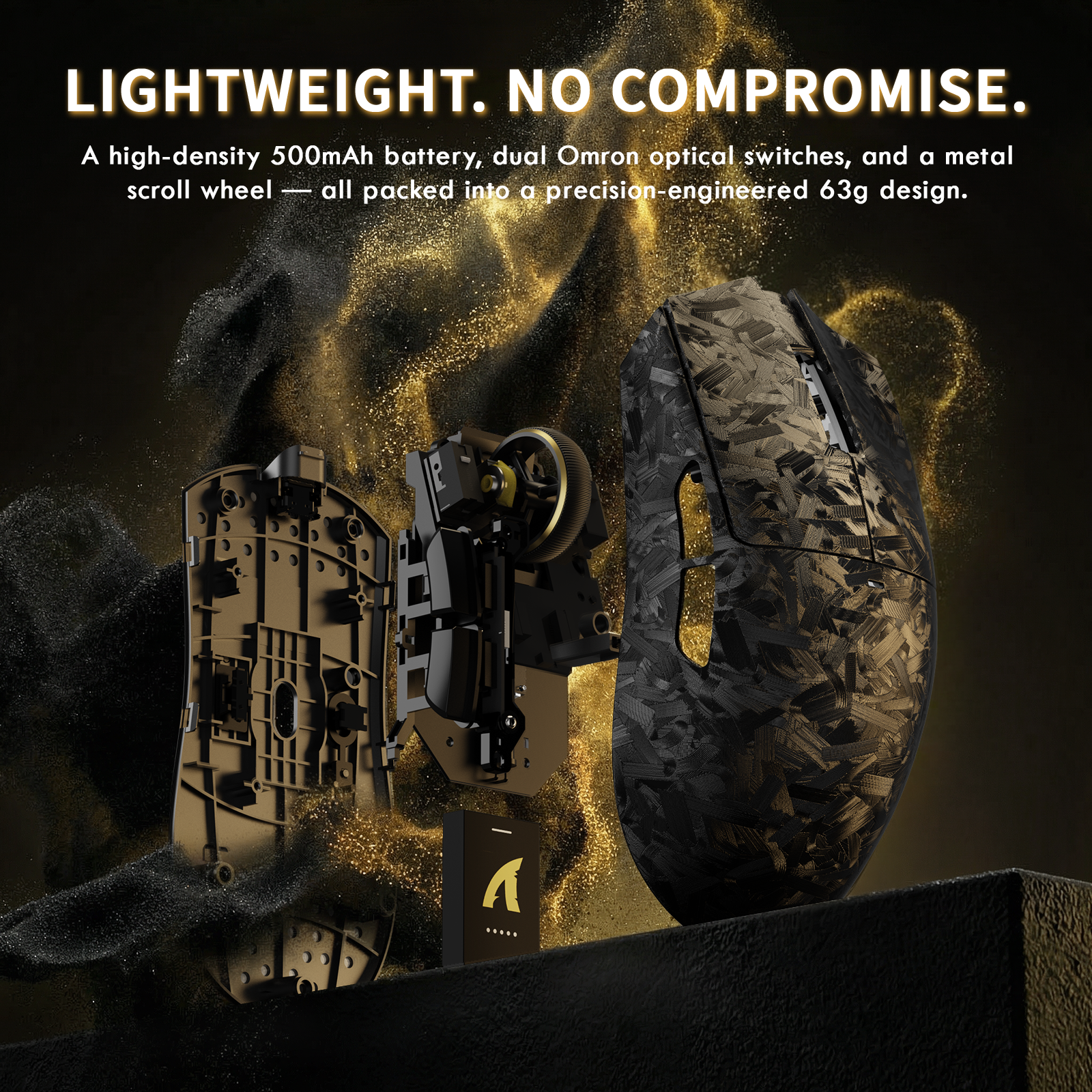 ATTACK SHARK X11 ULTRA carbon fiber wireless gaming mouse with C06 ULTRA LED cable