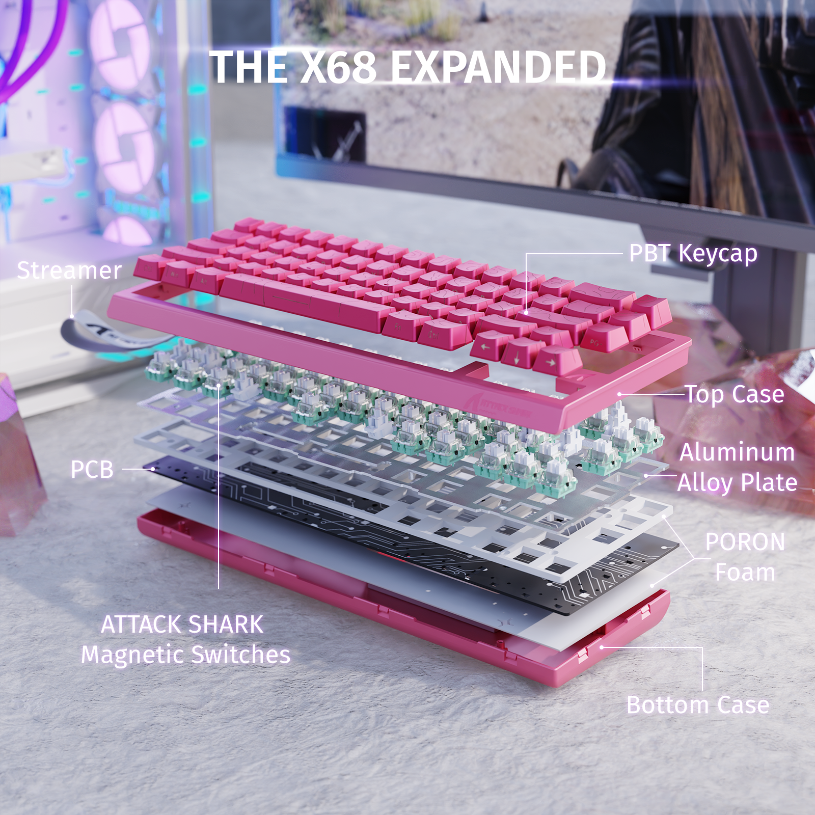 ATTACK SHARK X68 HE Teclado Rapid Trigger com Switch Magnético