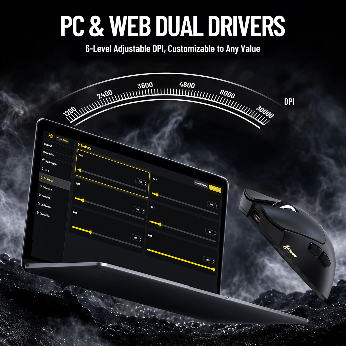Mouse Gamer Sem Fio ATTACK SHARK X11 PRO V2 com Tela TFT e Base de Carregamento com Cabo Enrolado C06