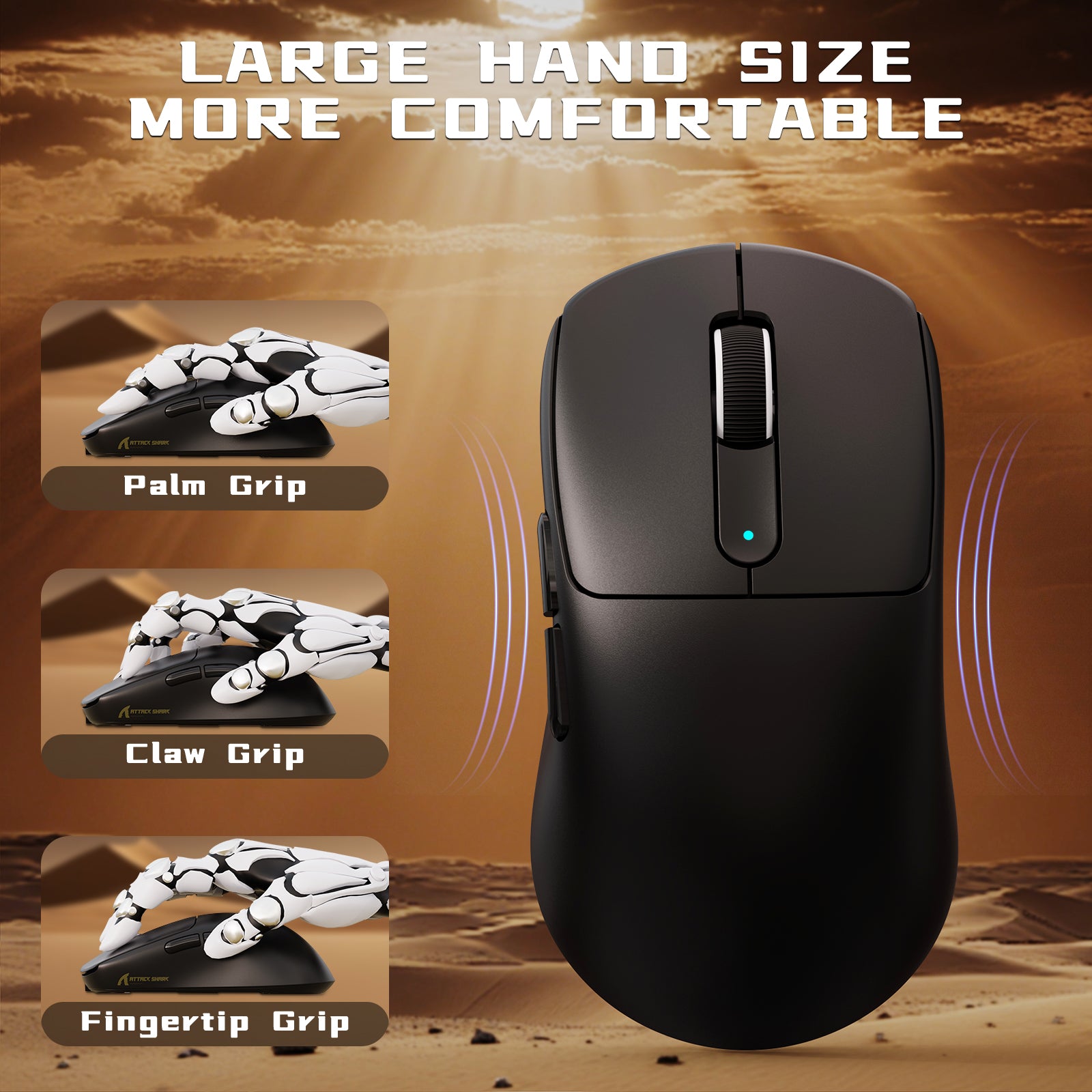 Mouse Gamer Sem Fio ATTACK SHARK V5 8KHz PAW3950MAX com Cabo C06 Ultra