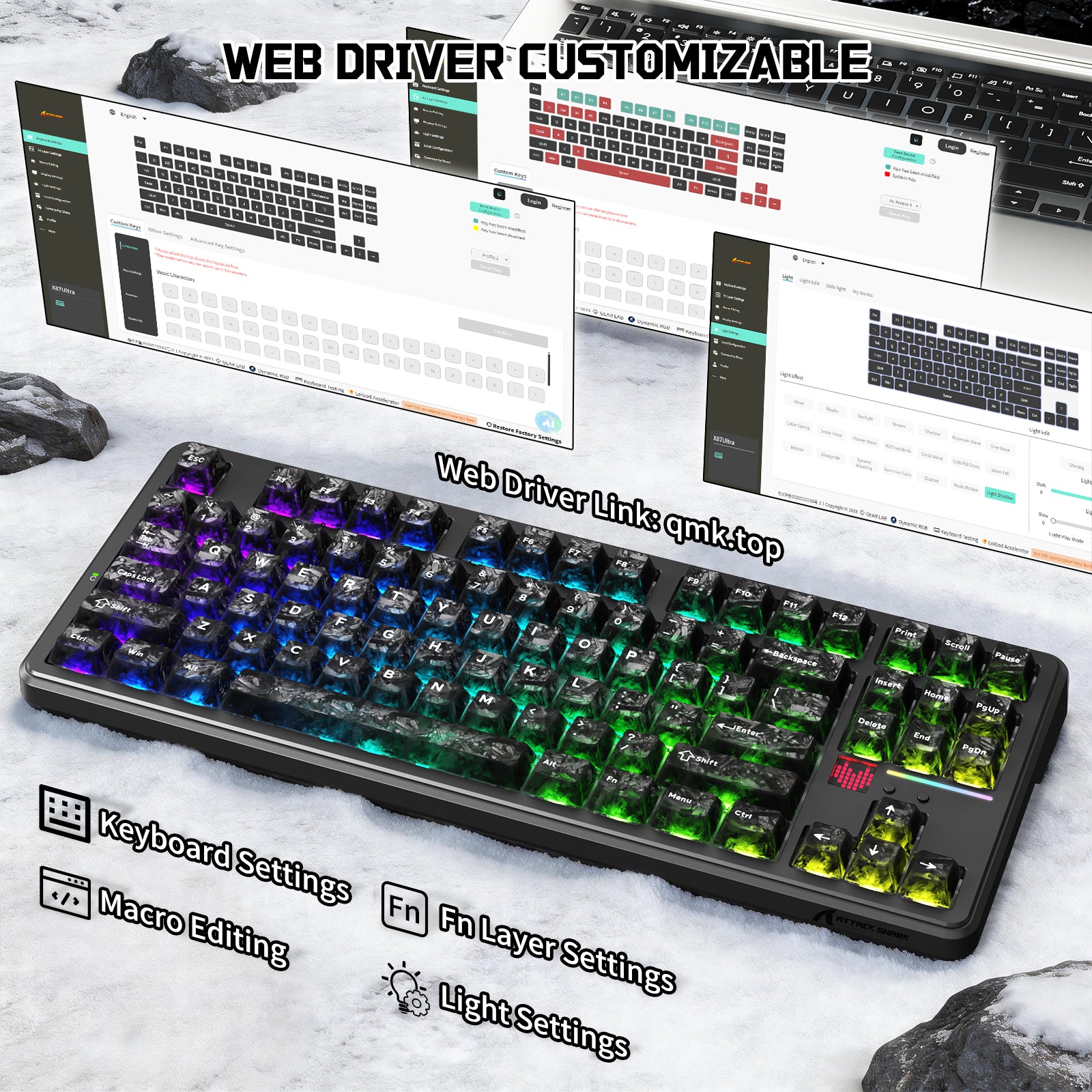 Teclado Mecânico Sem Fio ATTACK SHARK X87 ULTRA com Receptor Sem Fio 8K