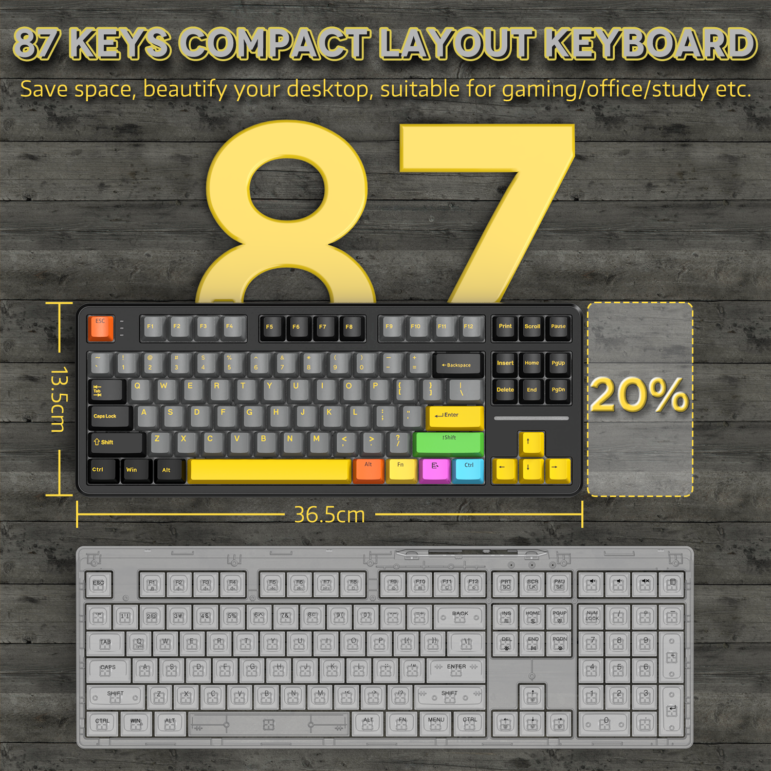 ATTACK SHARK X87 Teclado Mecânico Tri-modo com Gaxeta