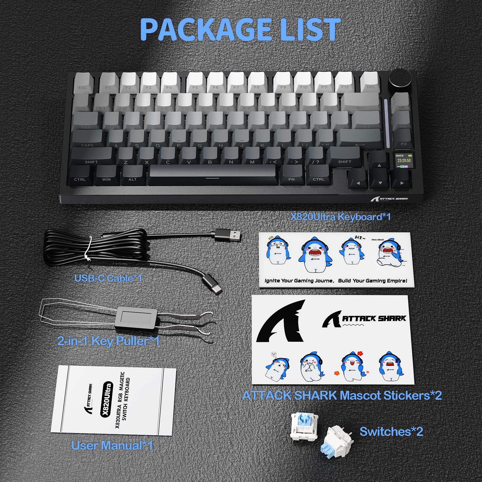 Teclado Mecânico Tri-modo ATTACK SHARK X820Ultra Gasket