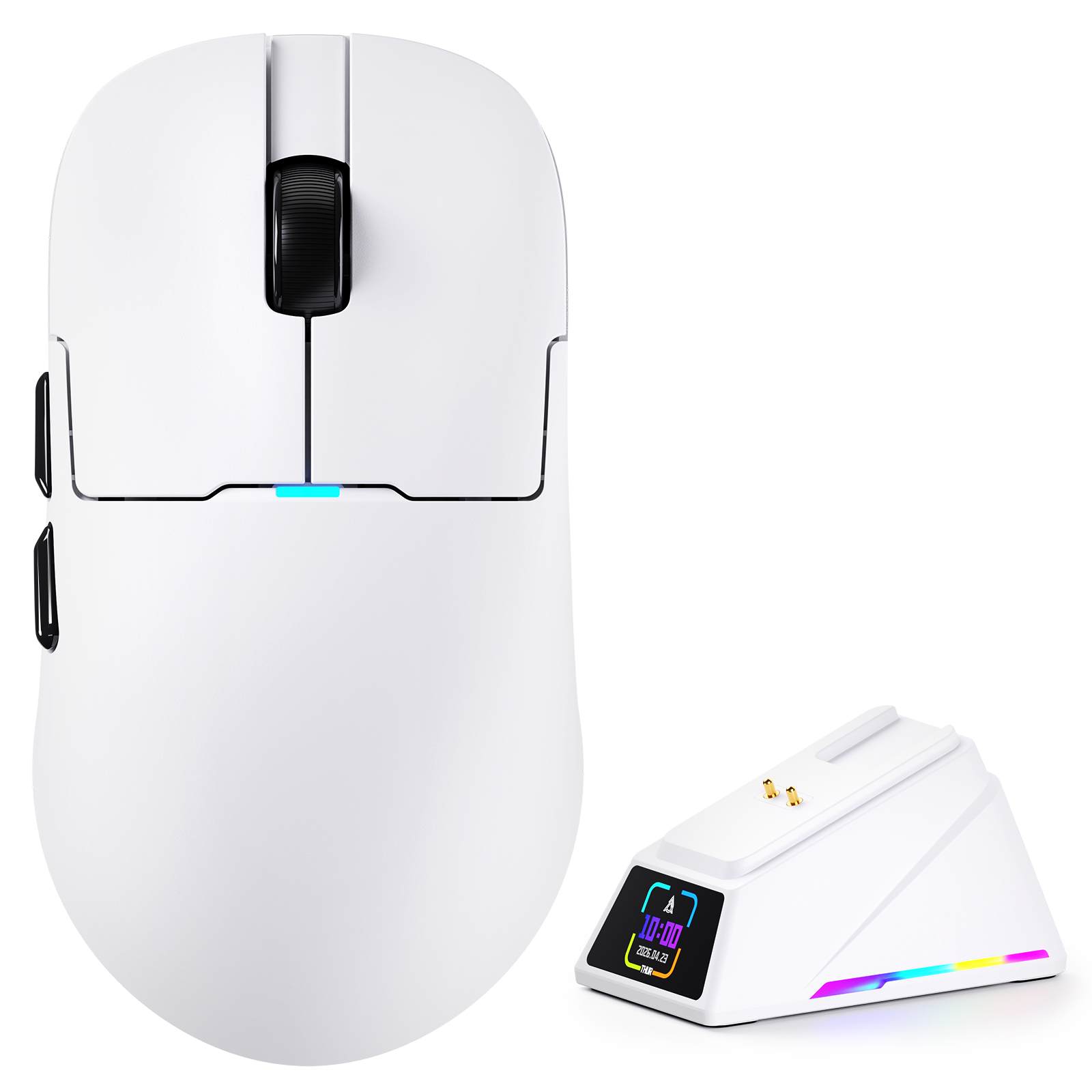 AJ159 APEX gaming mouse with 8K magnetic charging dock and color display