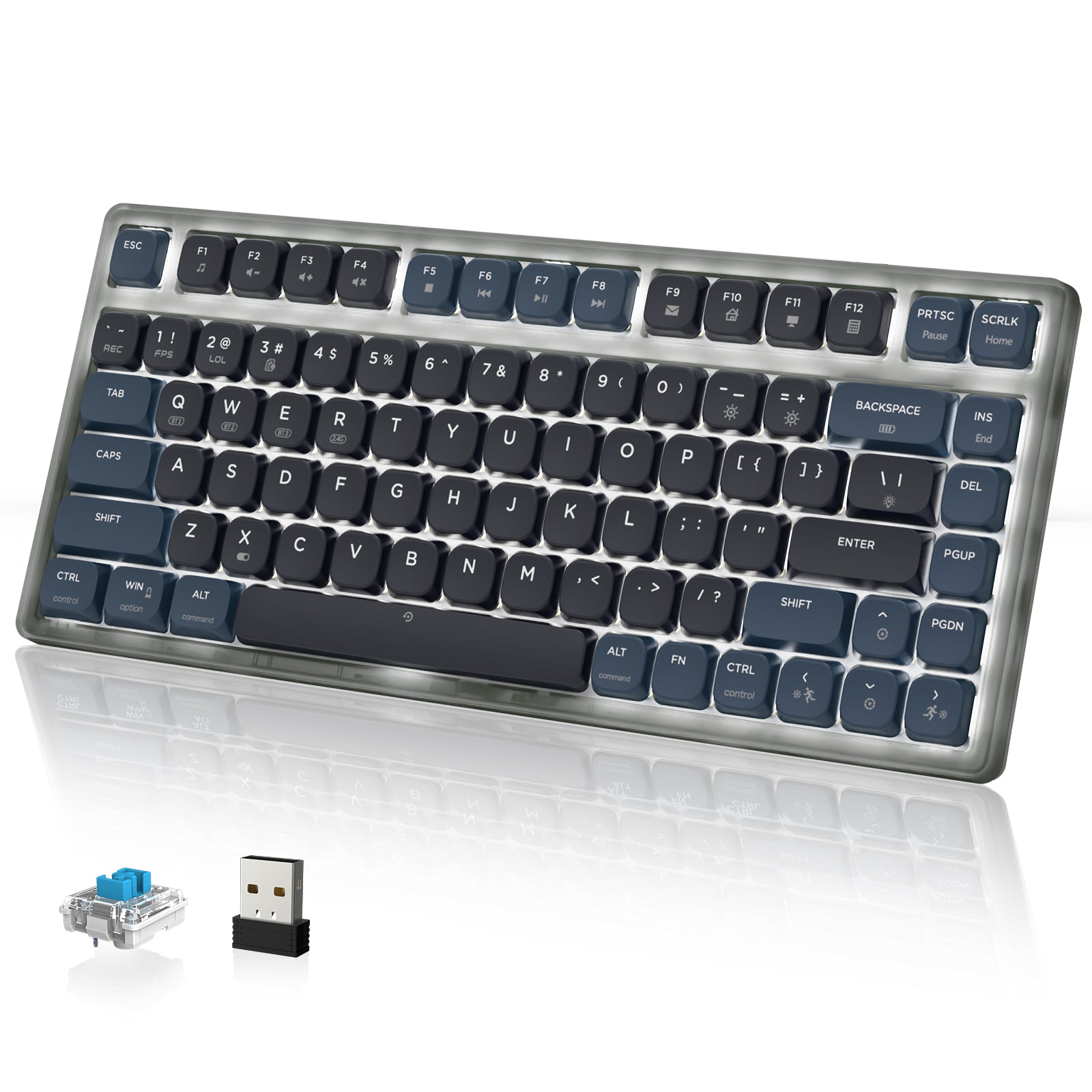 ATTACK SHARK x AJAZZ AK832 low profile mechanical keyboard with RGB lighting and 75% compact layout.