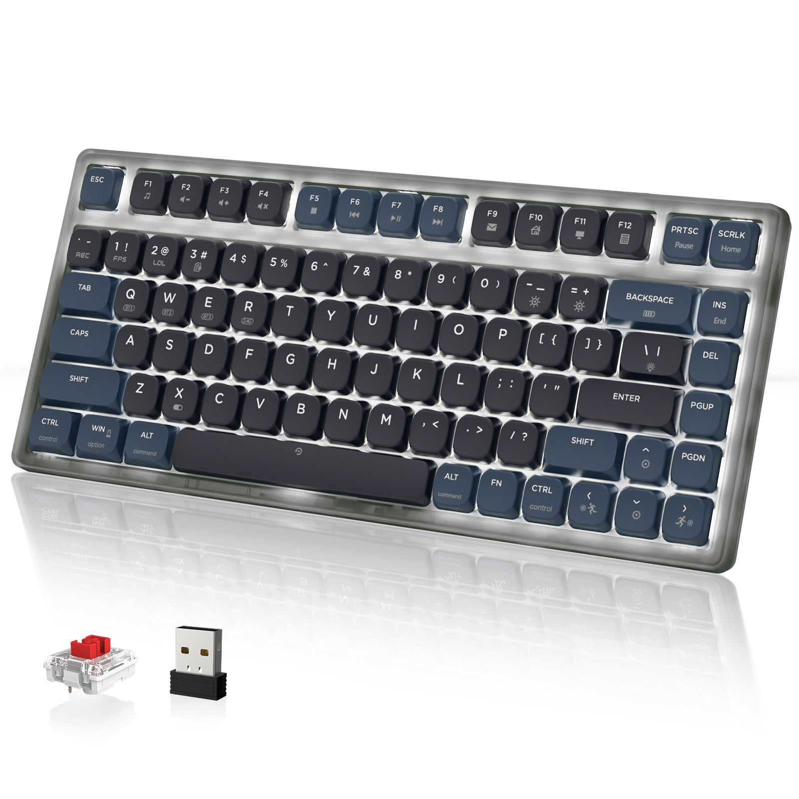 ATTACK SHARK x AJAZZ AK832 mechanical keyboard with translucent frame, smart TFT-LCD display, and 75% compact layout.