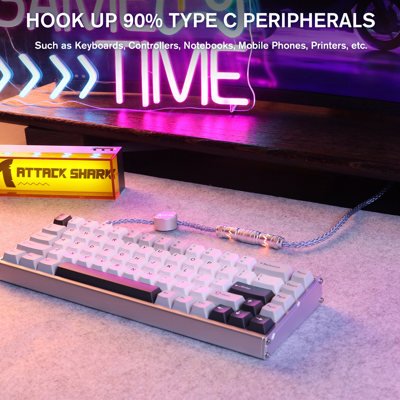 ATTACK SHARK C07 Cabo Aviador Personalizado para Teclado Magnético 8KHz