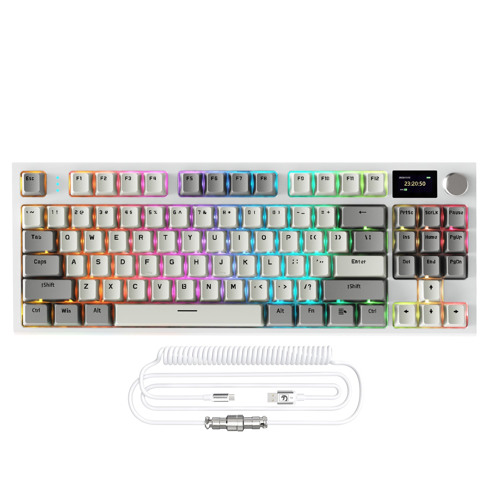 ATTACK SHARK K86 Teclado Mecânico Sem Fio com Cabo Enrolado