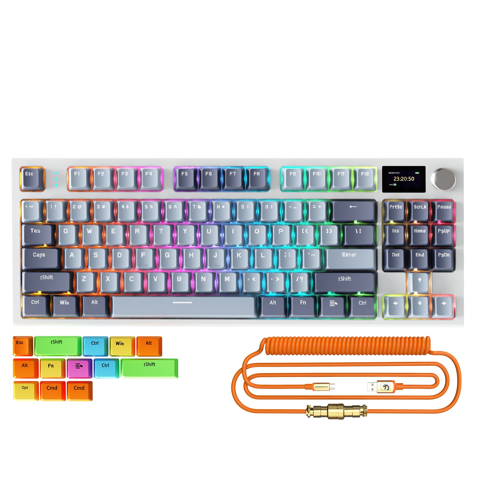 ATTACK SHARK K86 Teclado Mecânico Sem Fio com Cabo Enrolado