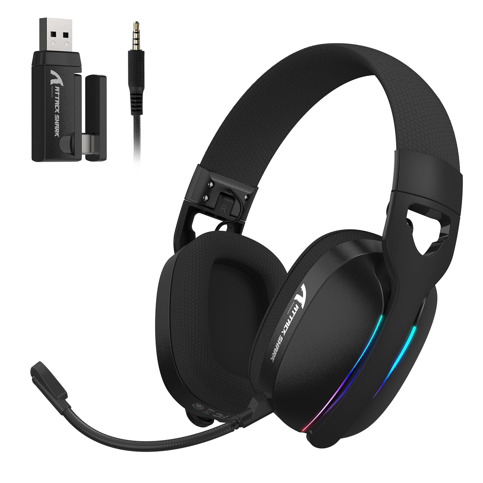 ATTACK SHARK L90 Headset Gamer Dobrável RGB Ultra-Leve Tri-modo