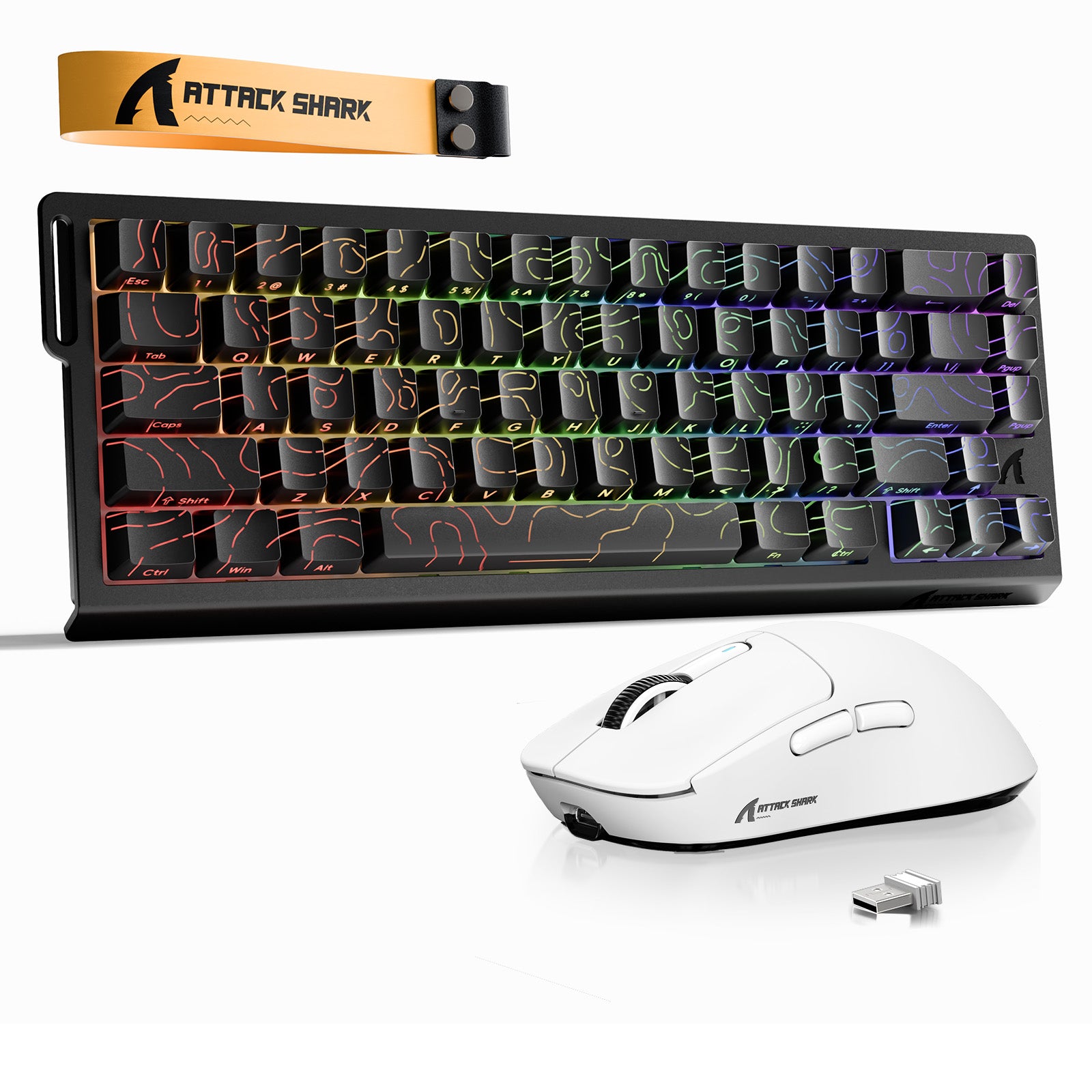 Pacote Teclado Rapid Trigger ATTACK SHARK X68HE + Mouse Gamer Sem Fio X3