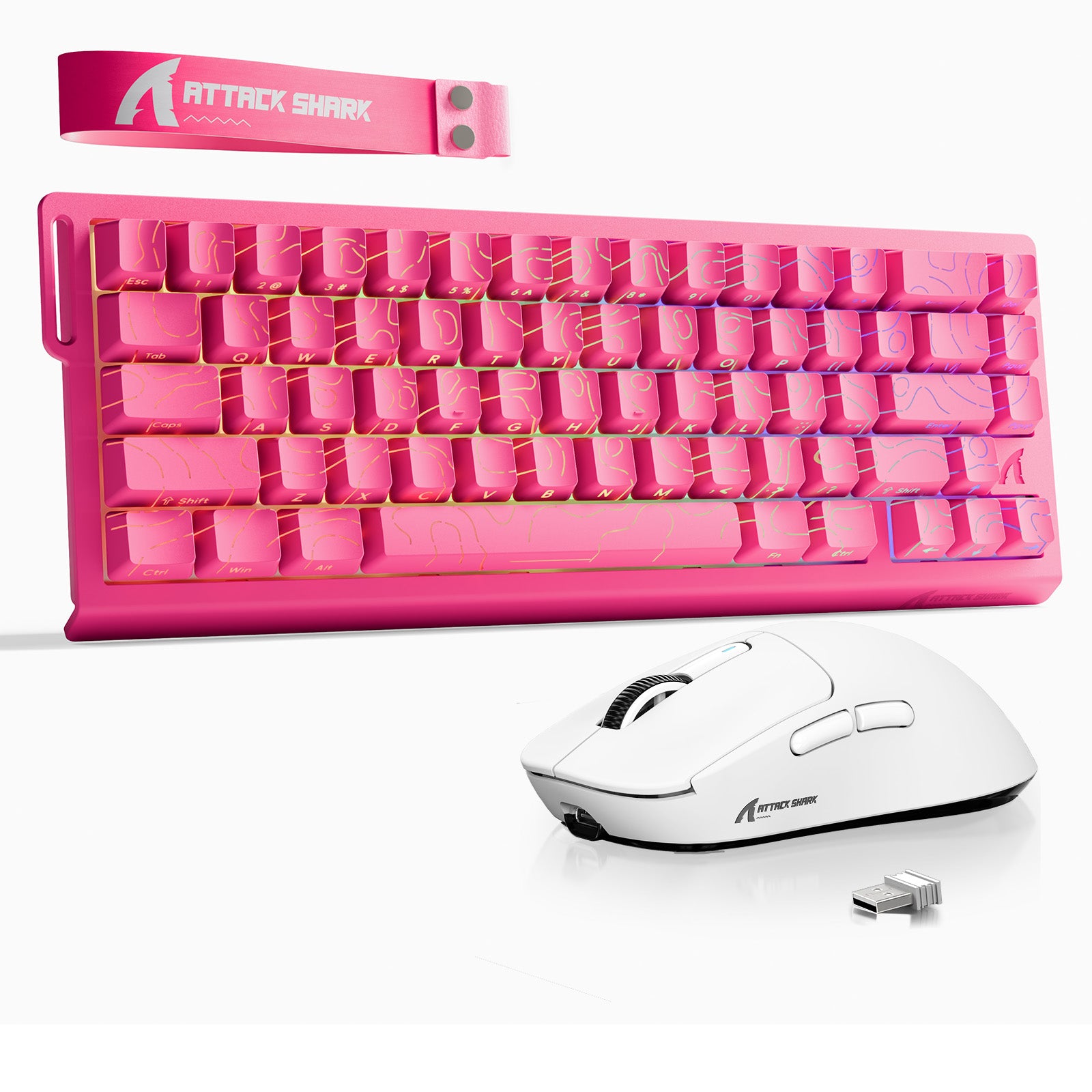 Pacote Teclado Rapid Trigger ATTACK SHARK X68HE + Mouse Gamer Sem Fio X3