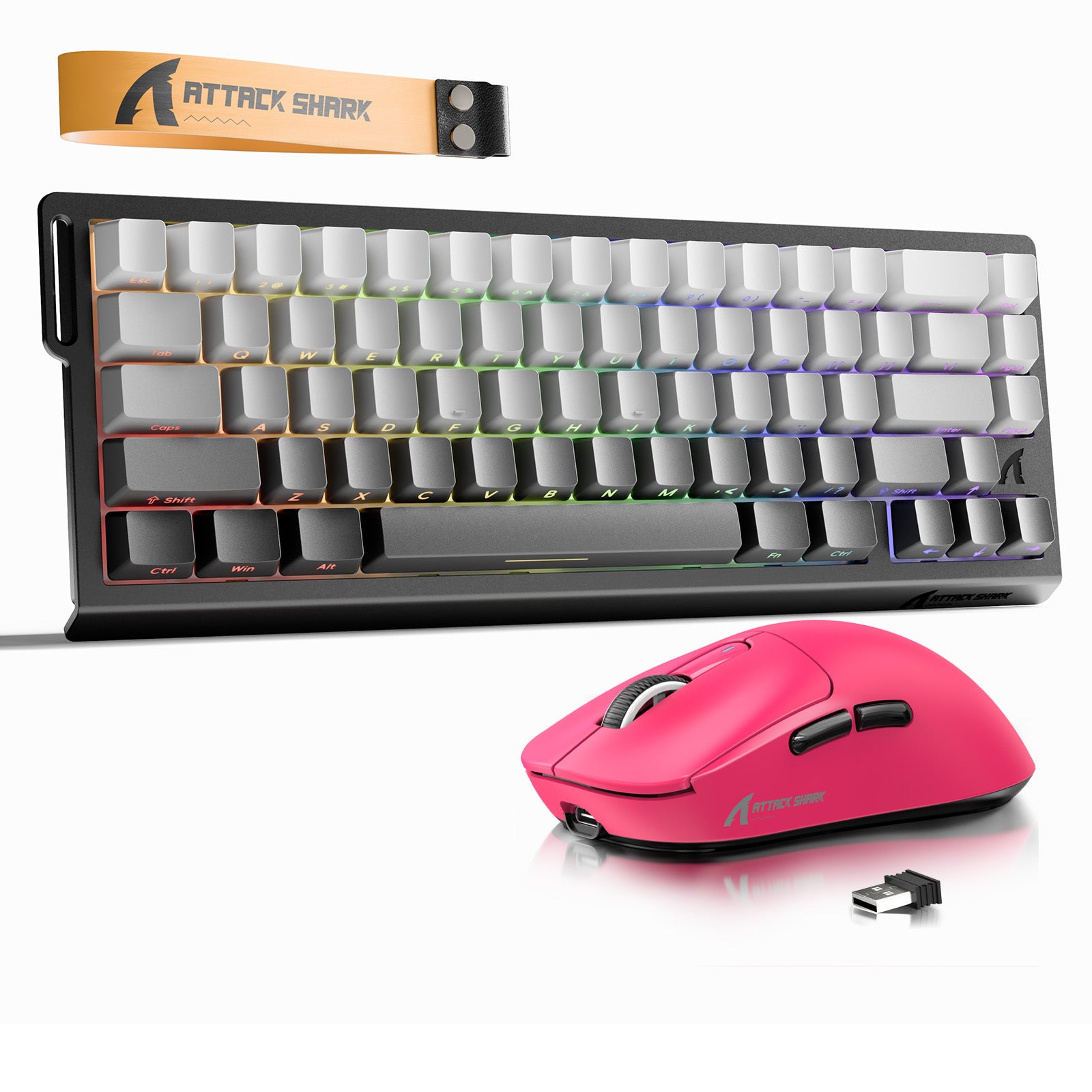 Pacote Teclado Rapid Trigger ATTACK SHARK X68HE + Mouse Gamer Sem Fio X3