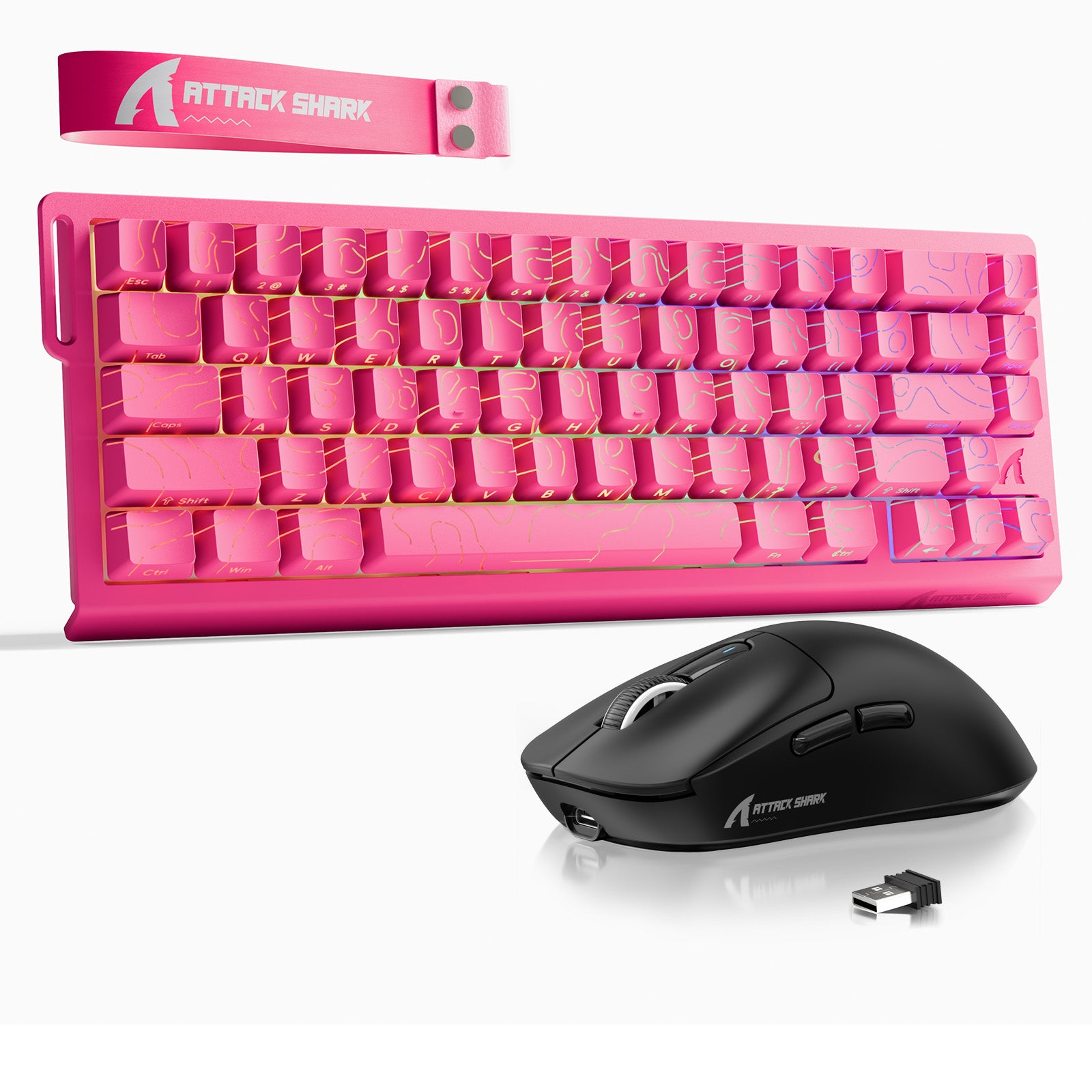 Pacote Teclado Rapid Trigger ATTACK SHARK X68HE + Mouse Gamer Sem Fio X3