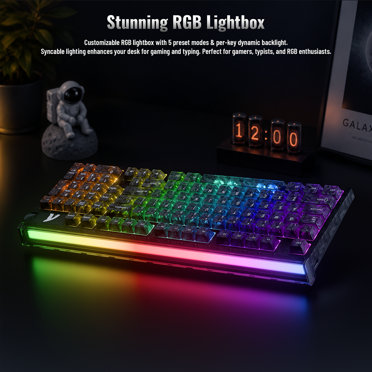 Teclado com fio ATTACK SHARK R98 HE Carbon Fiber, gatilho rápido, interruptor magnético, com cabo enrolado C01 Ultra RGB