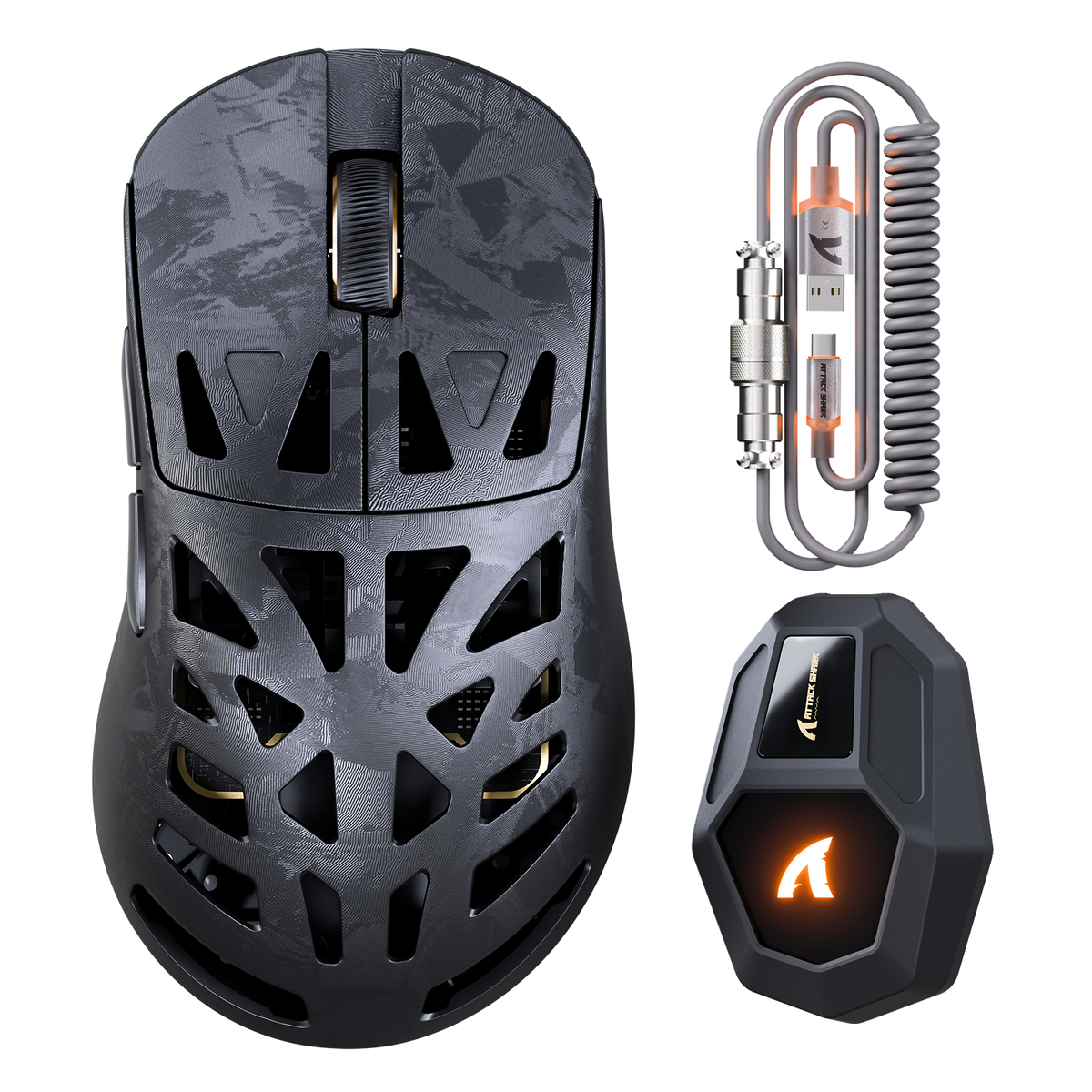 ATTACK SHARK RS6 ULTRA de fibra de carbono sem fio com PAW3955MAX para jogos