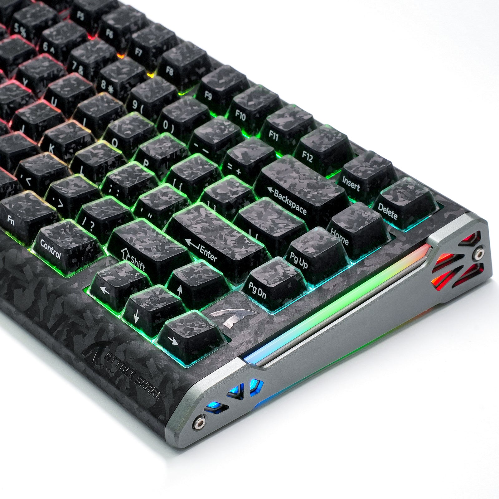 ATTACK SHARK SK04 119 teclas, keycaps de cristal de fibra de carbono forjado, ANSI/ISO