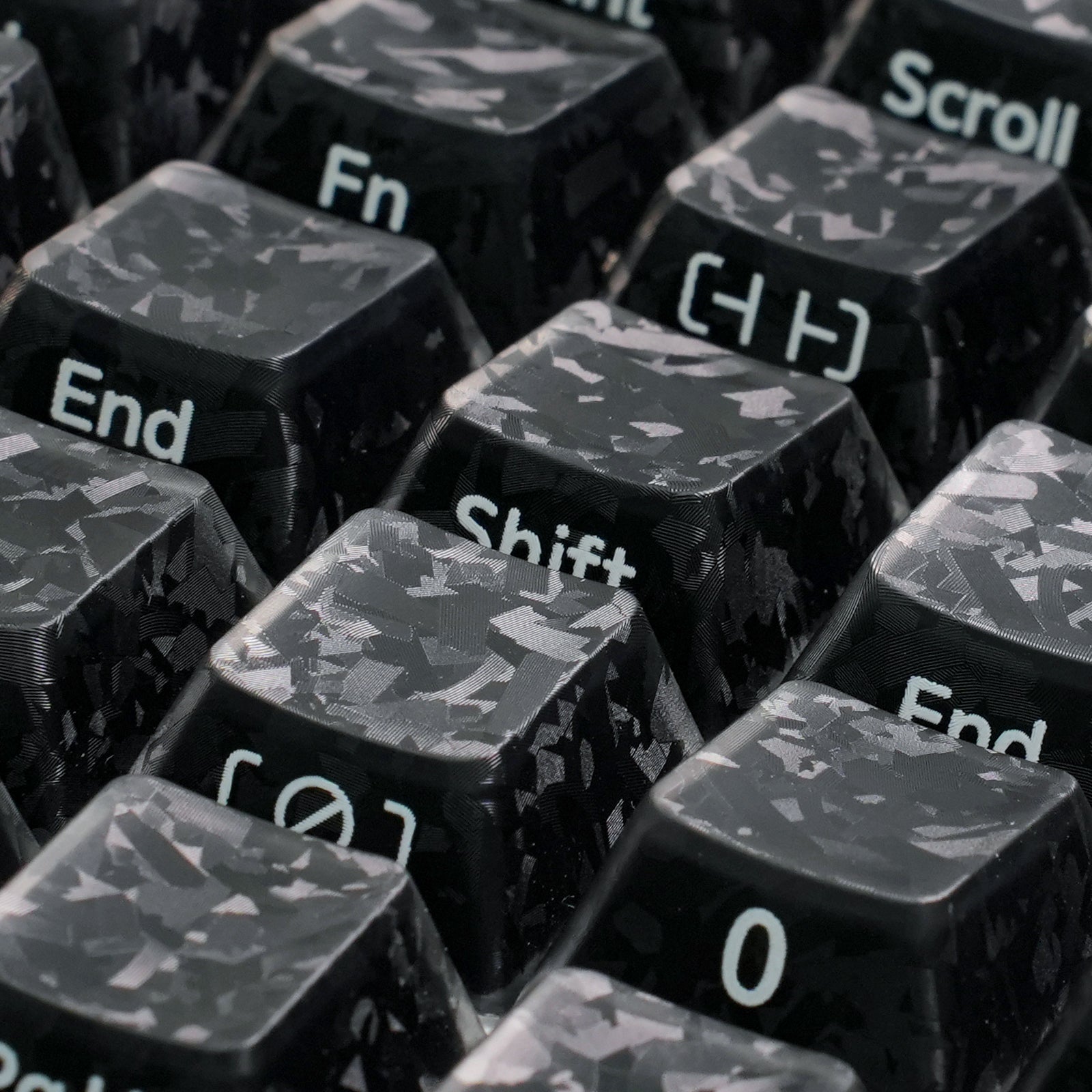 ATTACK SHARK SK04 119 teclas, keycaps de cristal de fibra de carbono forjado, ANSI/ISO