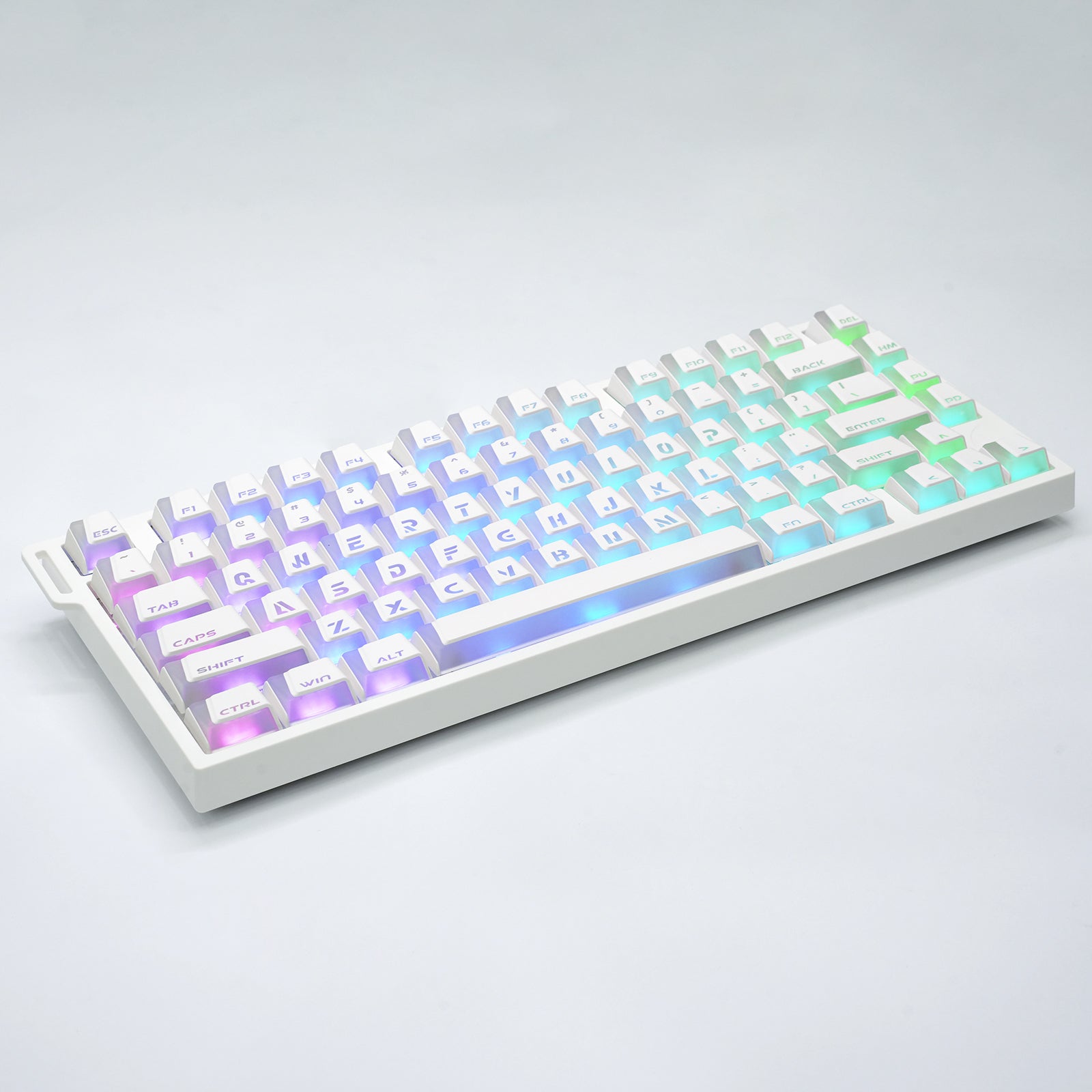 ATTACK SHARK SK07, 131 teclas, keycaps Prism com iluminação transparente, ANSI, branco