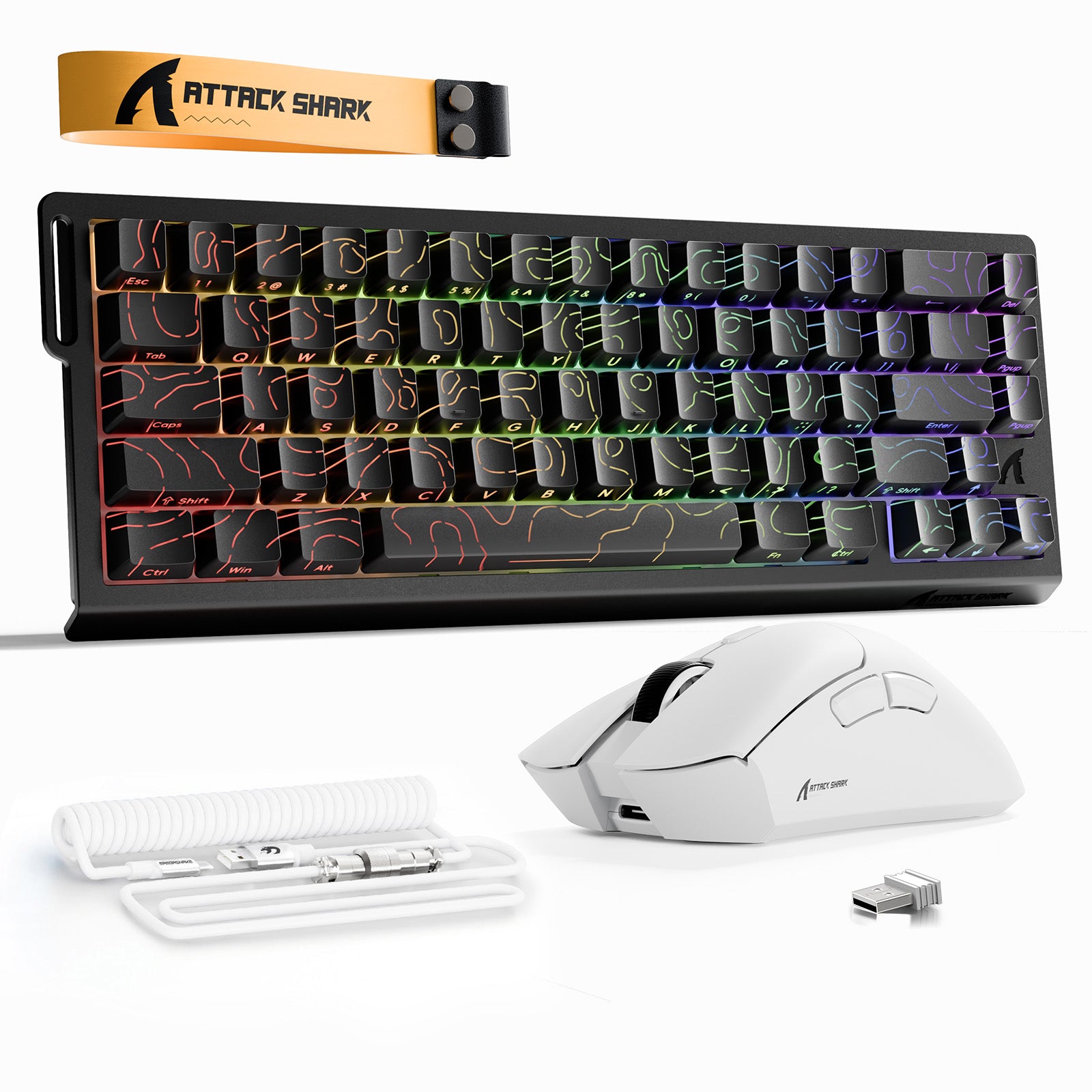 Kit ATTACK SHARK X68HE Teclado Rapid Trigger + Mouse Gamer Sem Fio R1 + Cabo Enrolado C01