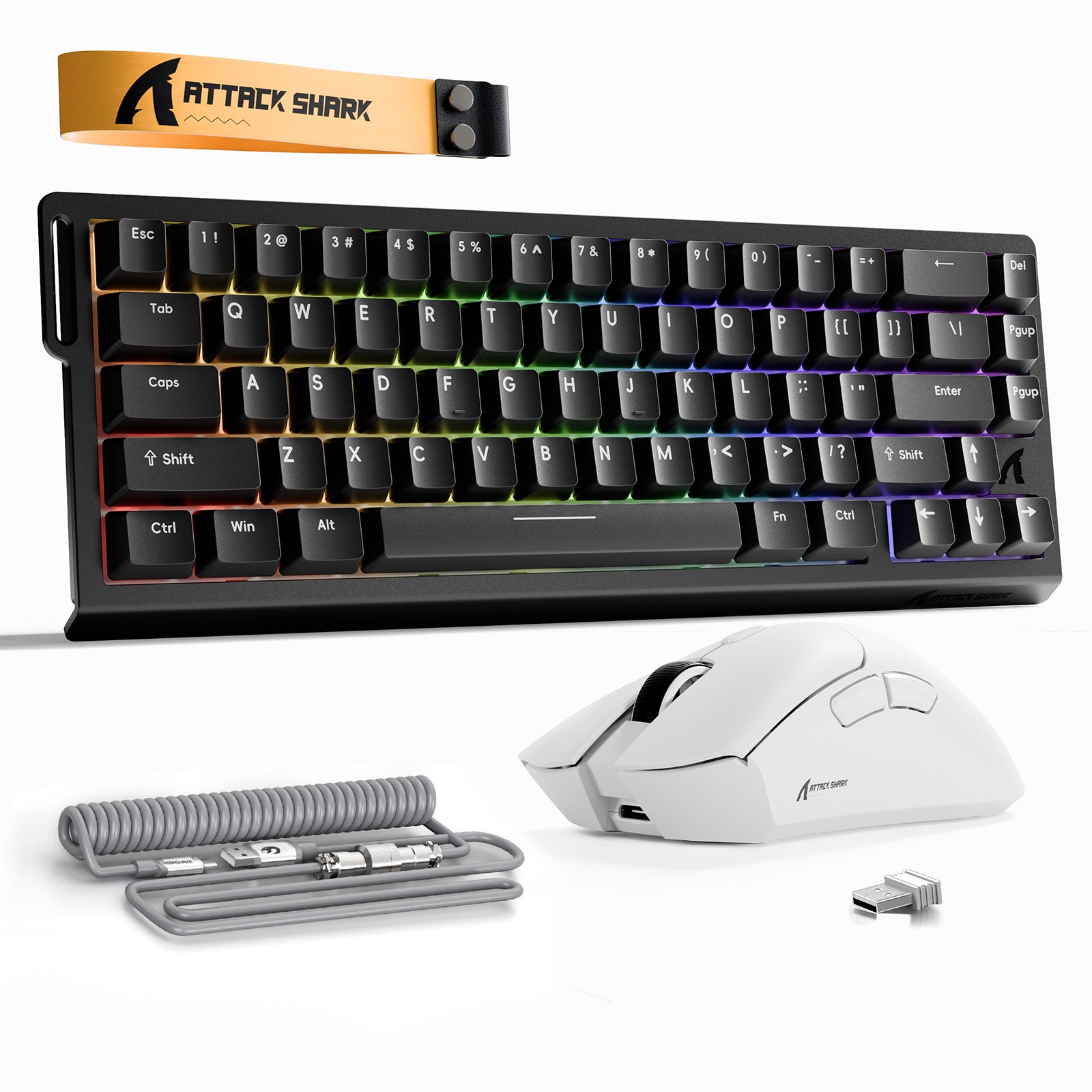 Kit ATTACK SHARK X68HE Teclado Rapid Trigger + Mouse Gamer Sem Fio R1 + Cabo Enrolado C01