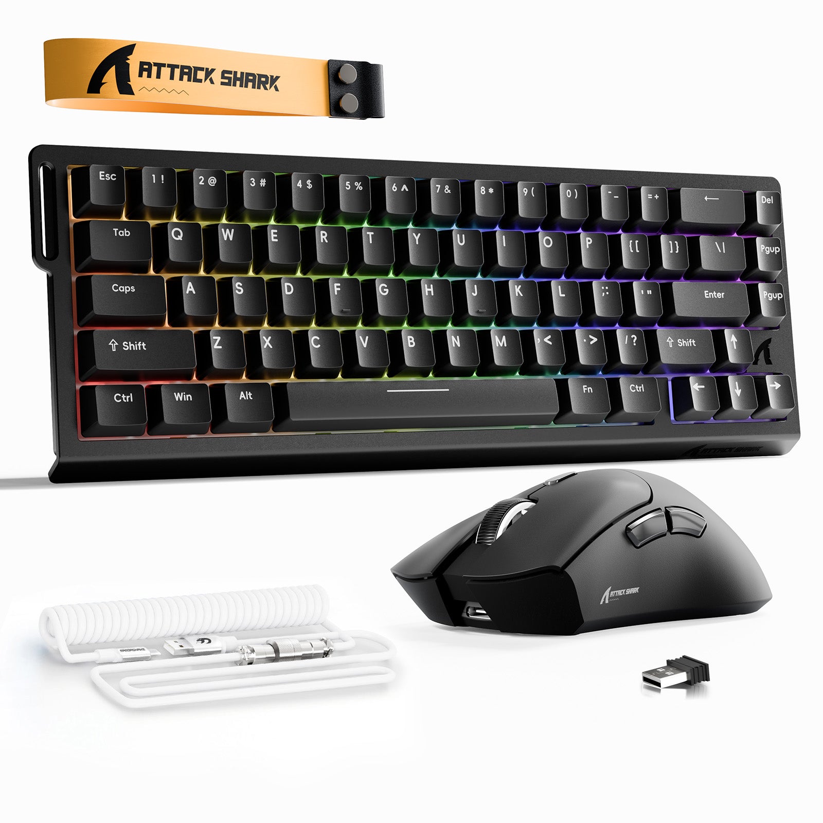 Kit ATTACK SHARK X68HE Teclado Rapid Trigger + Mouse Gamer Sem Fio R1 + Cabo Enrolado C01