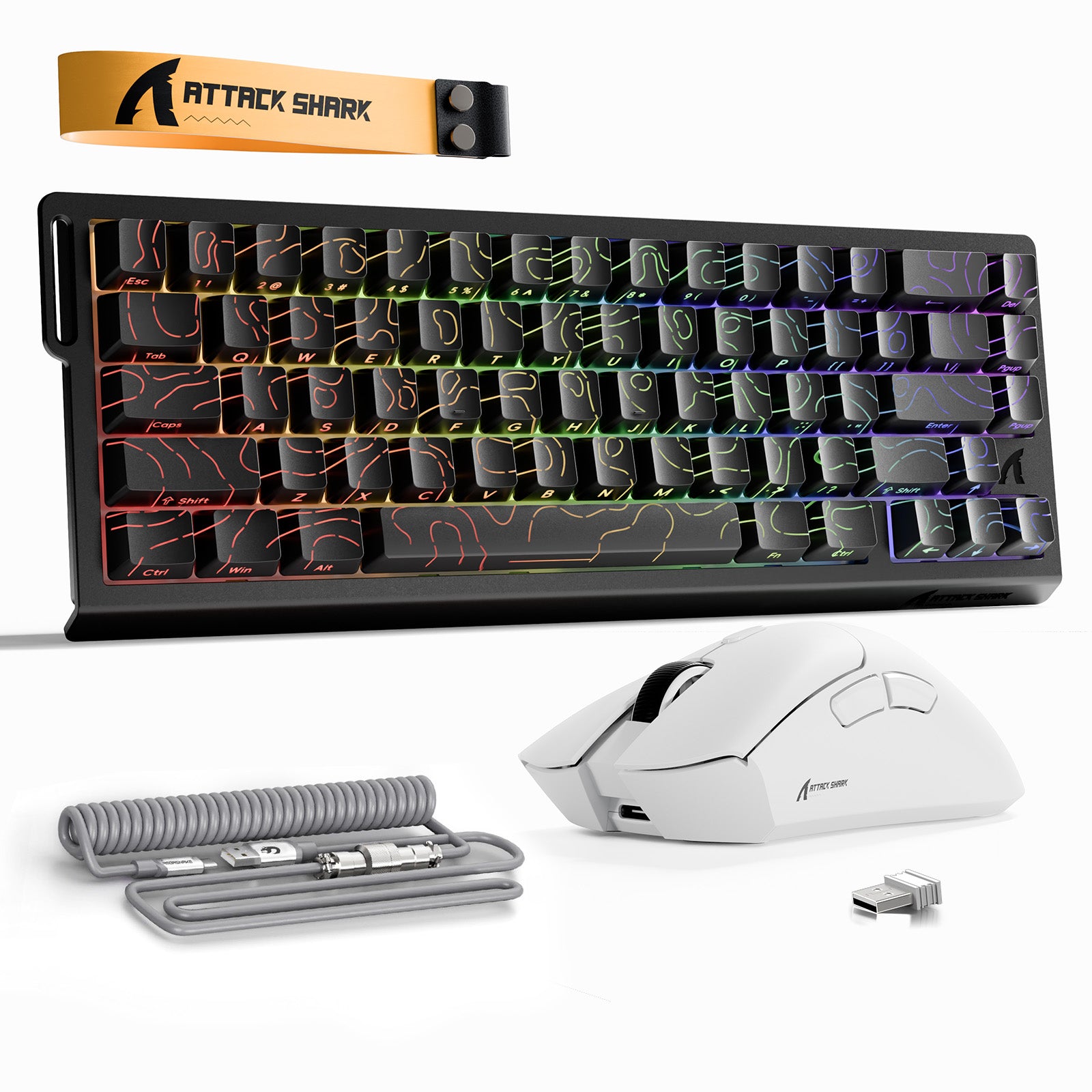 Kit ATTACK SHARK X68HE Teclado Rapid Trigger + Mouse Gamer Sem Fio R1 + Cabo Enrolado C01