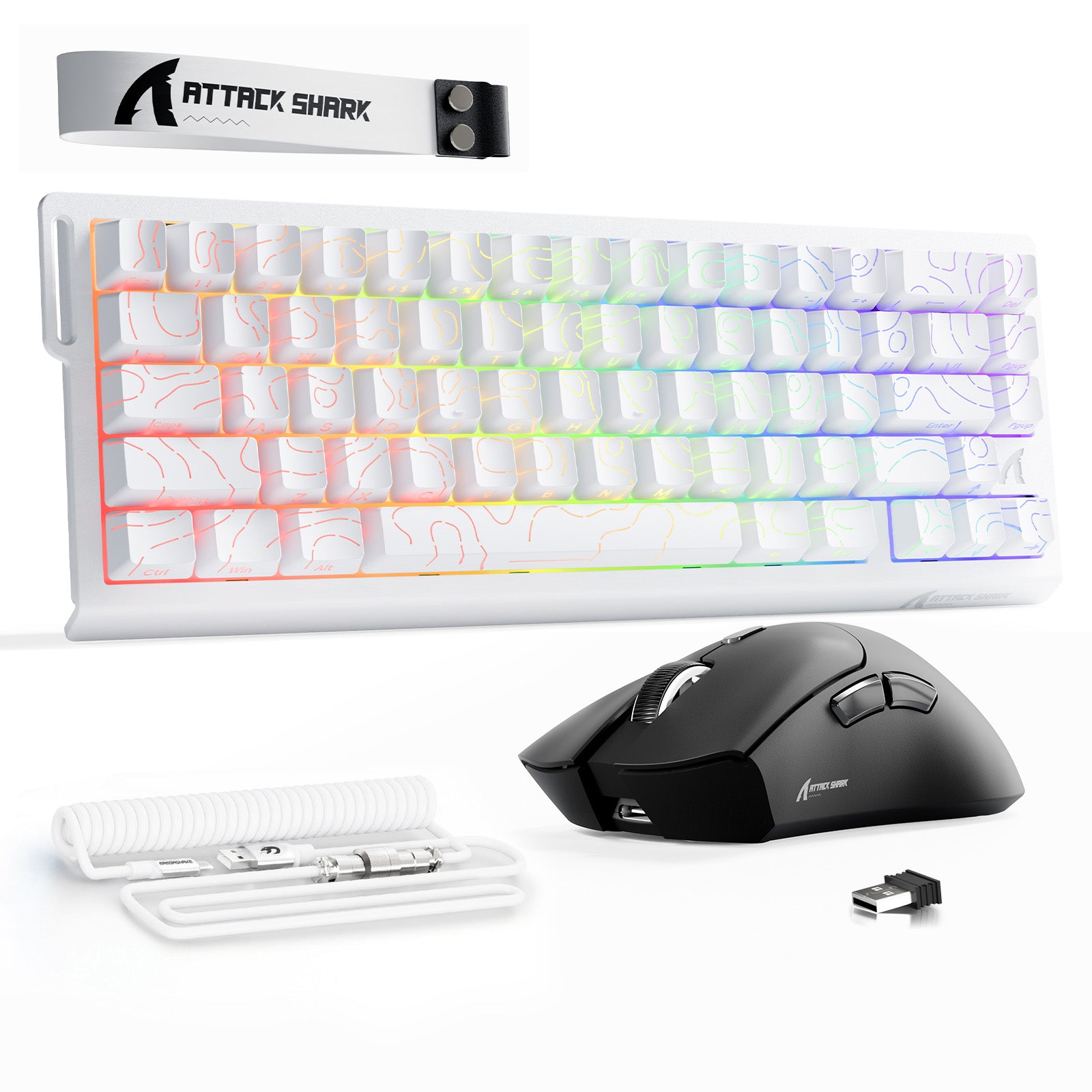Kit ATTACK SHARK X68HE Teclado Rapid Trigger + Mouse Gamer Sem Fio R1 + Cabo Enrolado C01