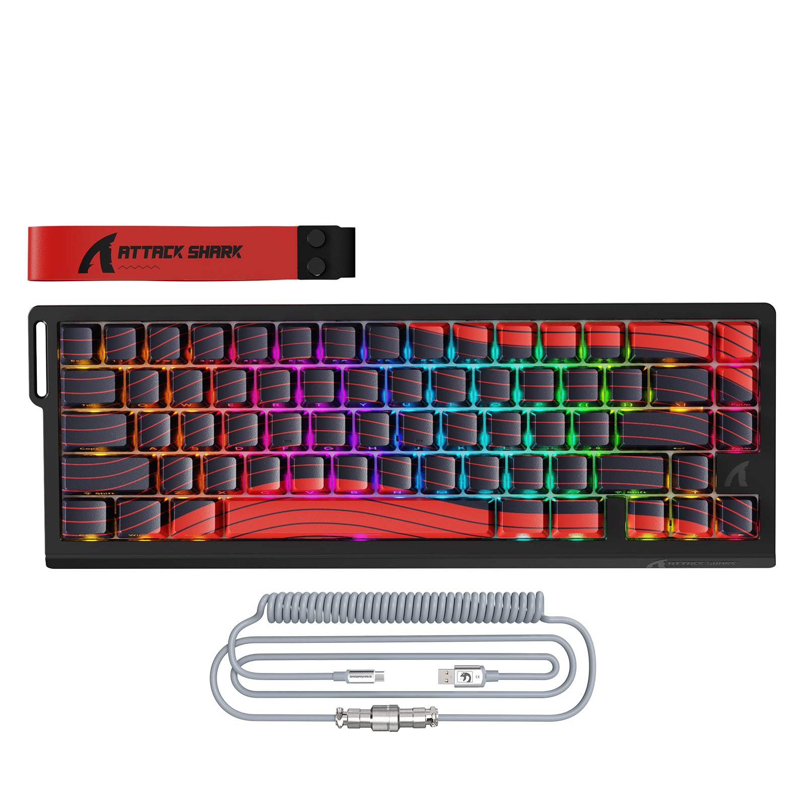 ATTACK SHARK X68PRO HE Teclado Rapid Trigger Sem Fio com Cabo Enrolado
