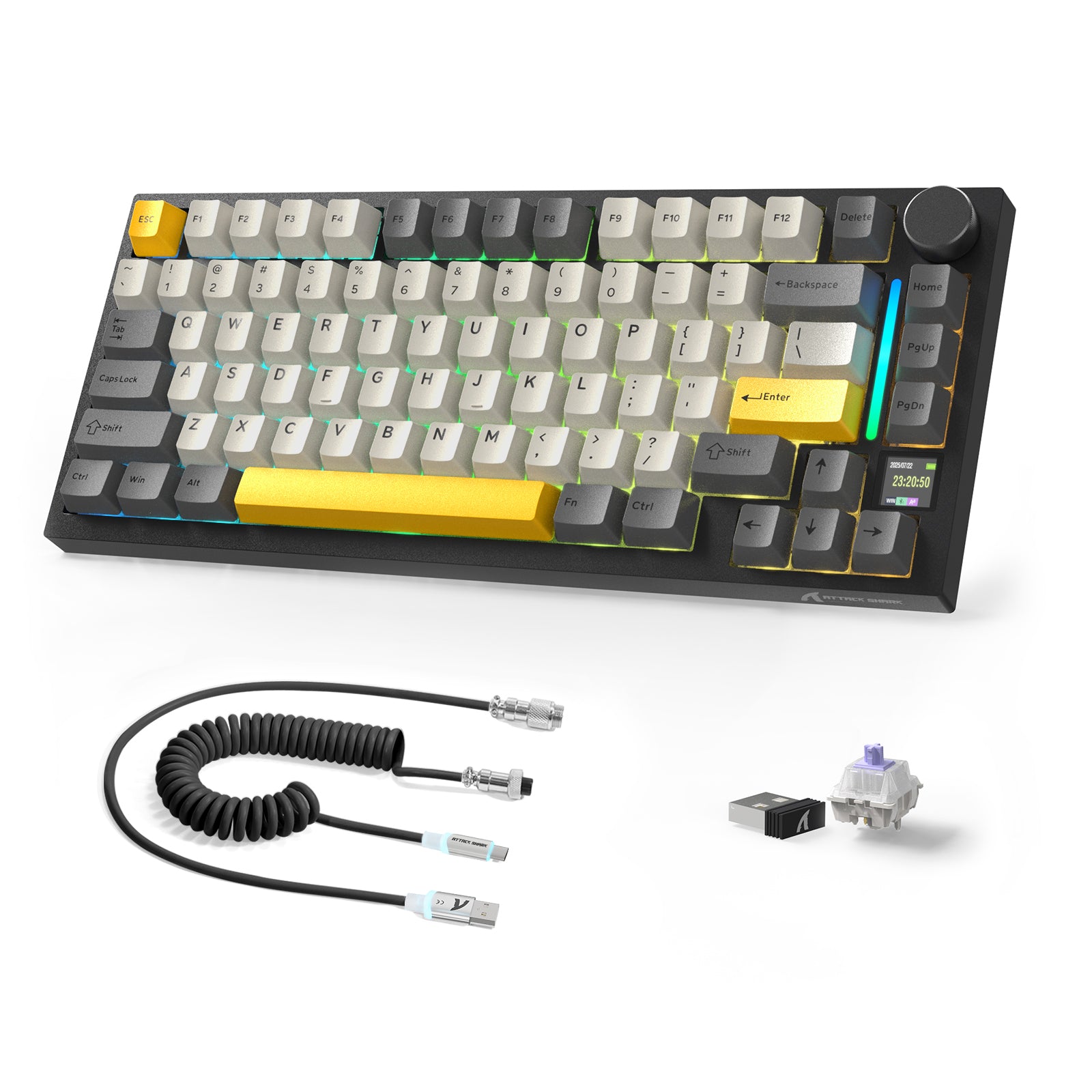 Teclado Mecânico ATTACK SHARK X820ULTRA com Cabo Enrolado C01ULTRA