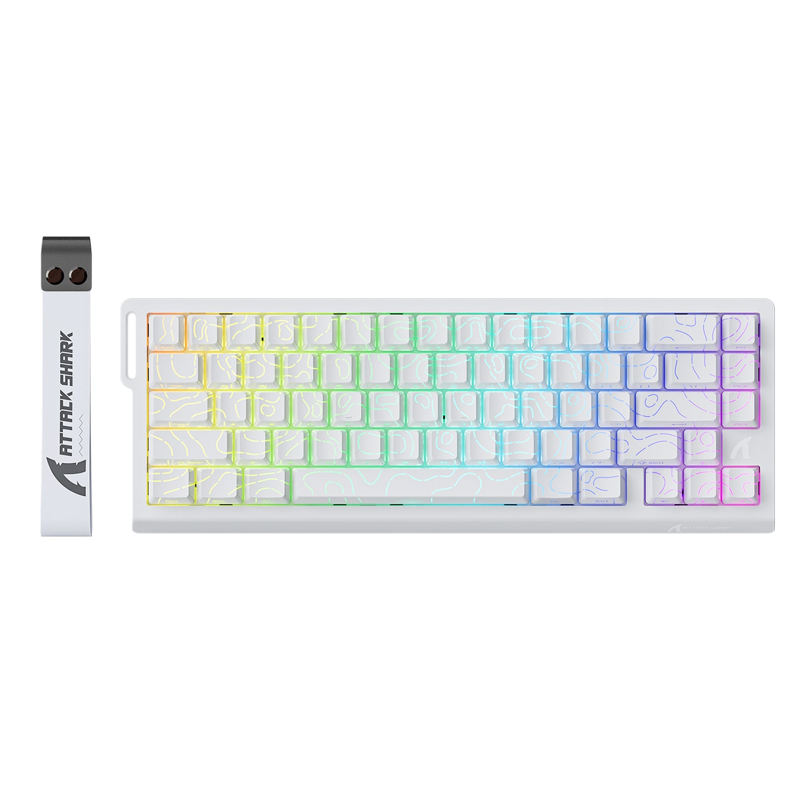 ATTACK SHARK X68 HE keyboard, white 60% with RGB lighting and pattern keycaps, gaming keyboard