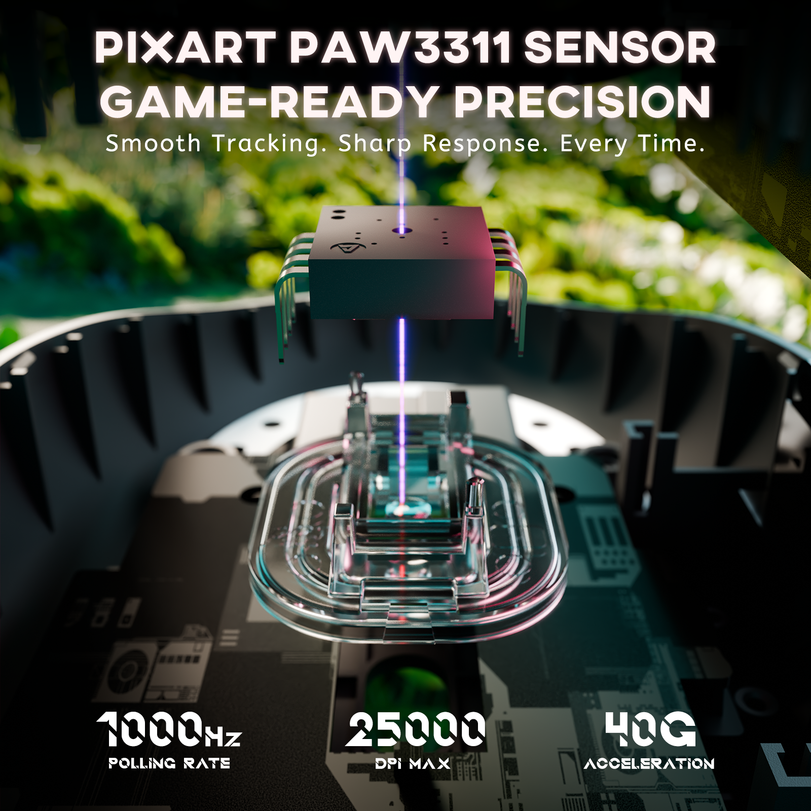 Mouse Gamer Sem Fio Tri-modo ATTACK SHARK G3 25000 DPI Ultraleve