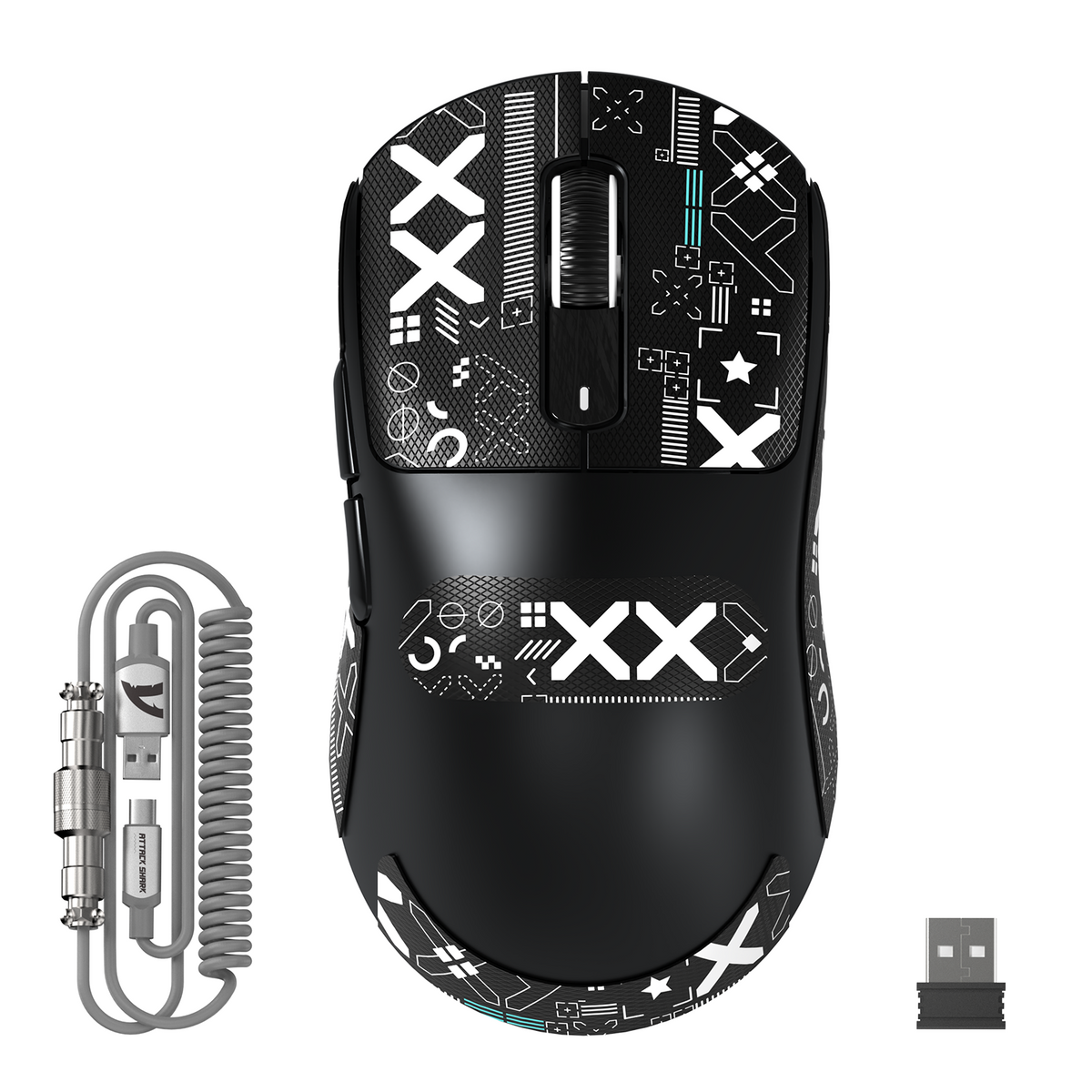 ATTACK SHARK X3 MAX PAW3950 Mouse Gamer Sem Fio com Cabo Espiral para Mouse C06