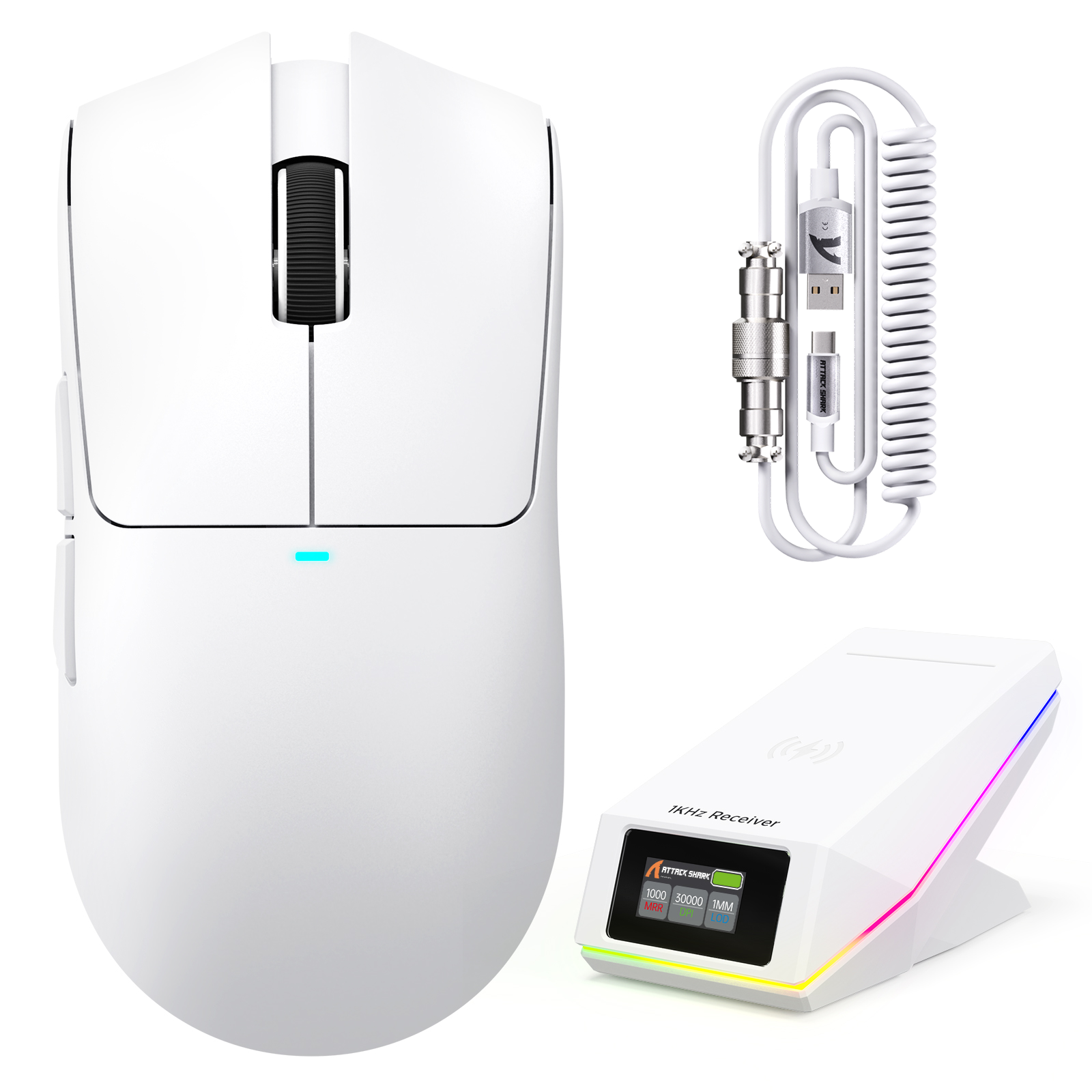 Mouse Gamer Sem Fio ATTACK SHARK X11 PRO V2 com Tela TFT e Base de Carregamento com Cabo Enrolado C06