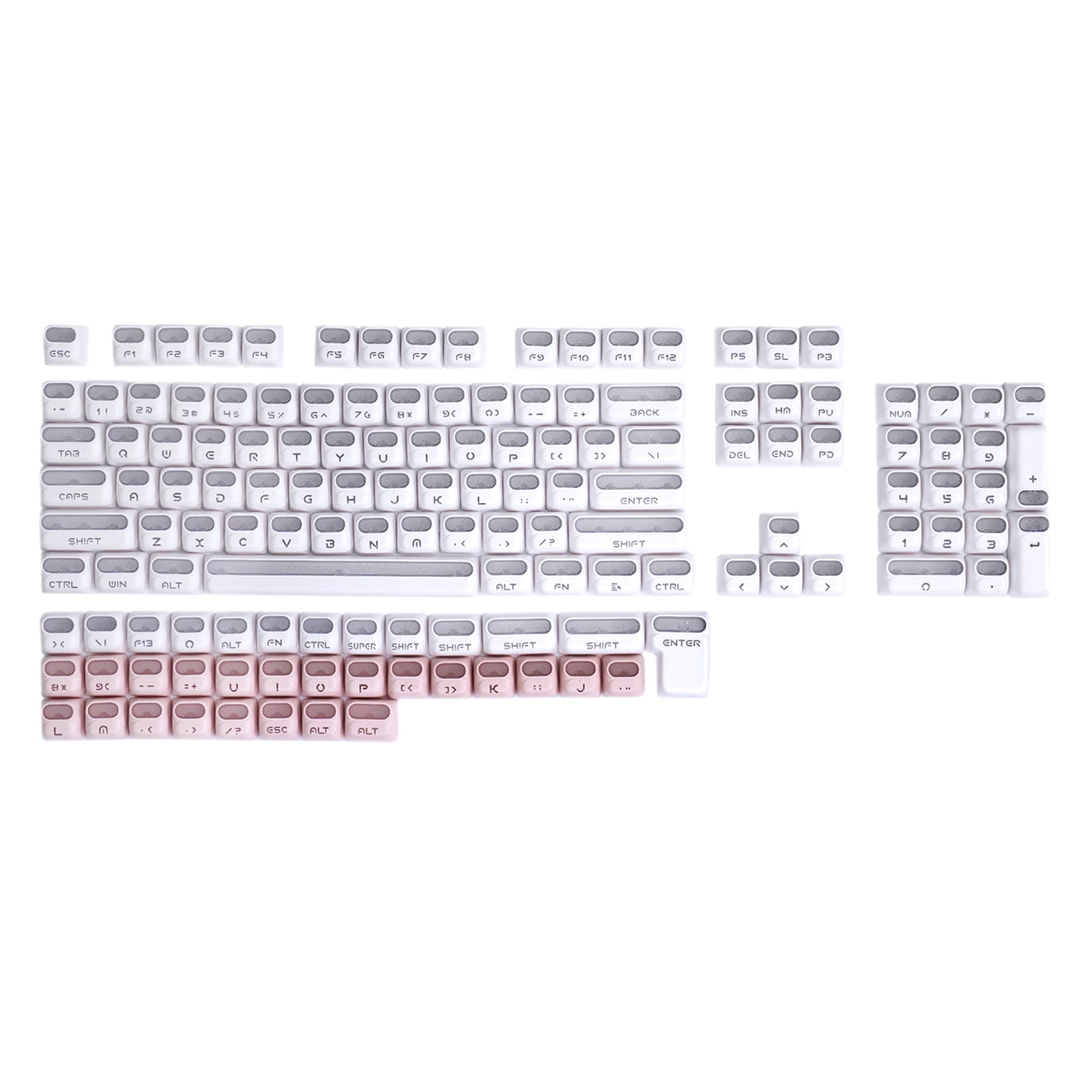 ATTACK SHARK SK07, 131 teclas, keycaps Prism com iluminação transparente, ANSI, branco