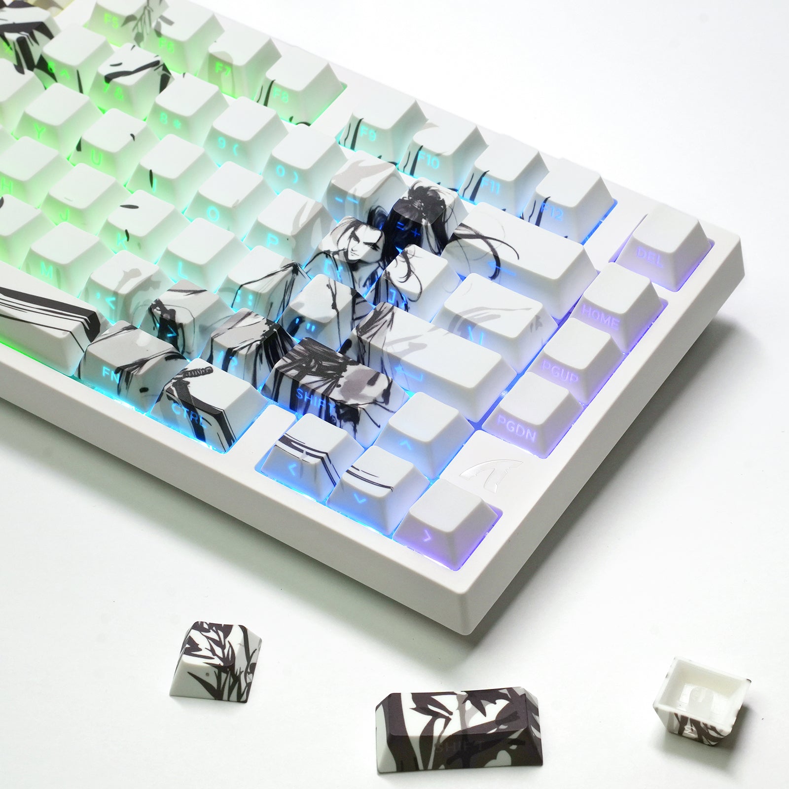 ATTACK SHARK SK02 129 teclas com keycaps PBT impressas na lateral, ANSI/ISO, Cavaleiro Errante