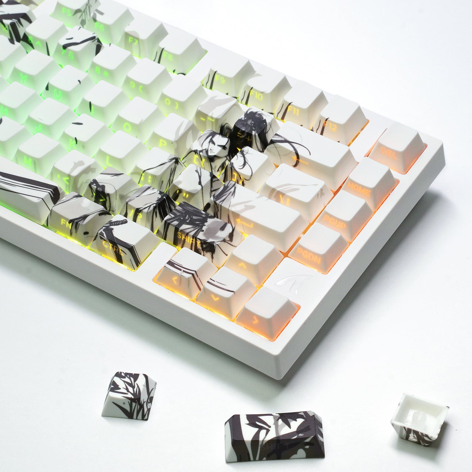 ATTACK SHARK SK02 129 teclas com keycaps PBT impressas na lateral, ANSI/ISO, Cavaleiro Errante